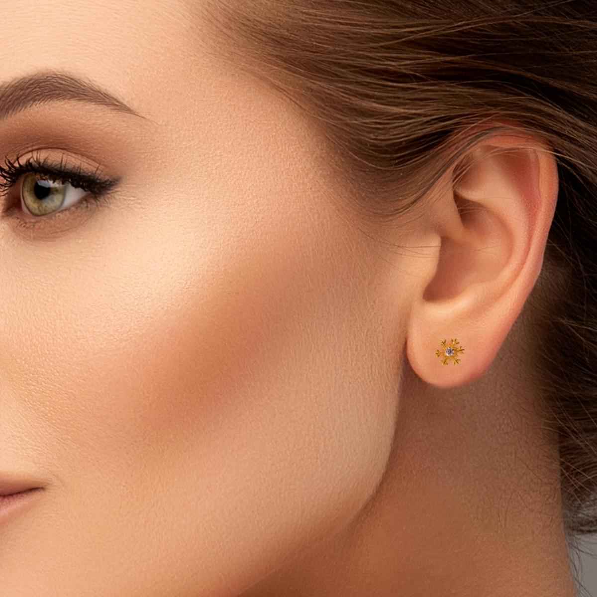 #009 Edle Ohrstecker "here comes the snowflake" - ARS-ARGENTI - Damen Ohrringe Gold - 925 Sterling Silber - Sexy Ohrstecker gold 585 - schneeflocken