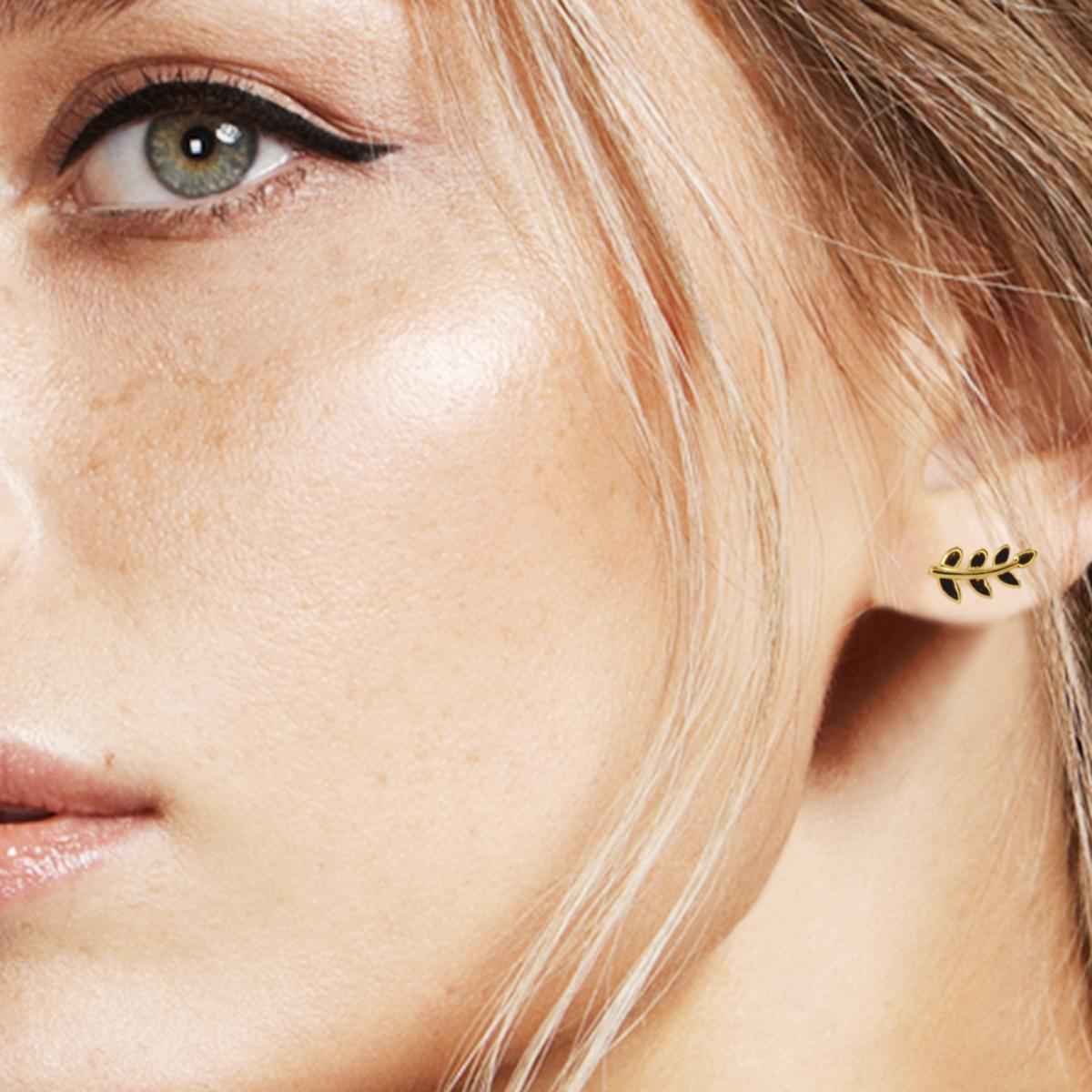 #012 Edle Ohrstecker "LAUREL" - ARS-ARGENTI - Damen Ohrringe Gold - 925 Sterling Silber - Sexy Ohrstecker gold 585 - blatt