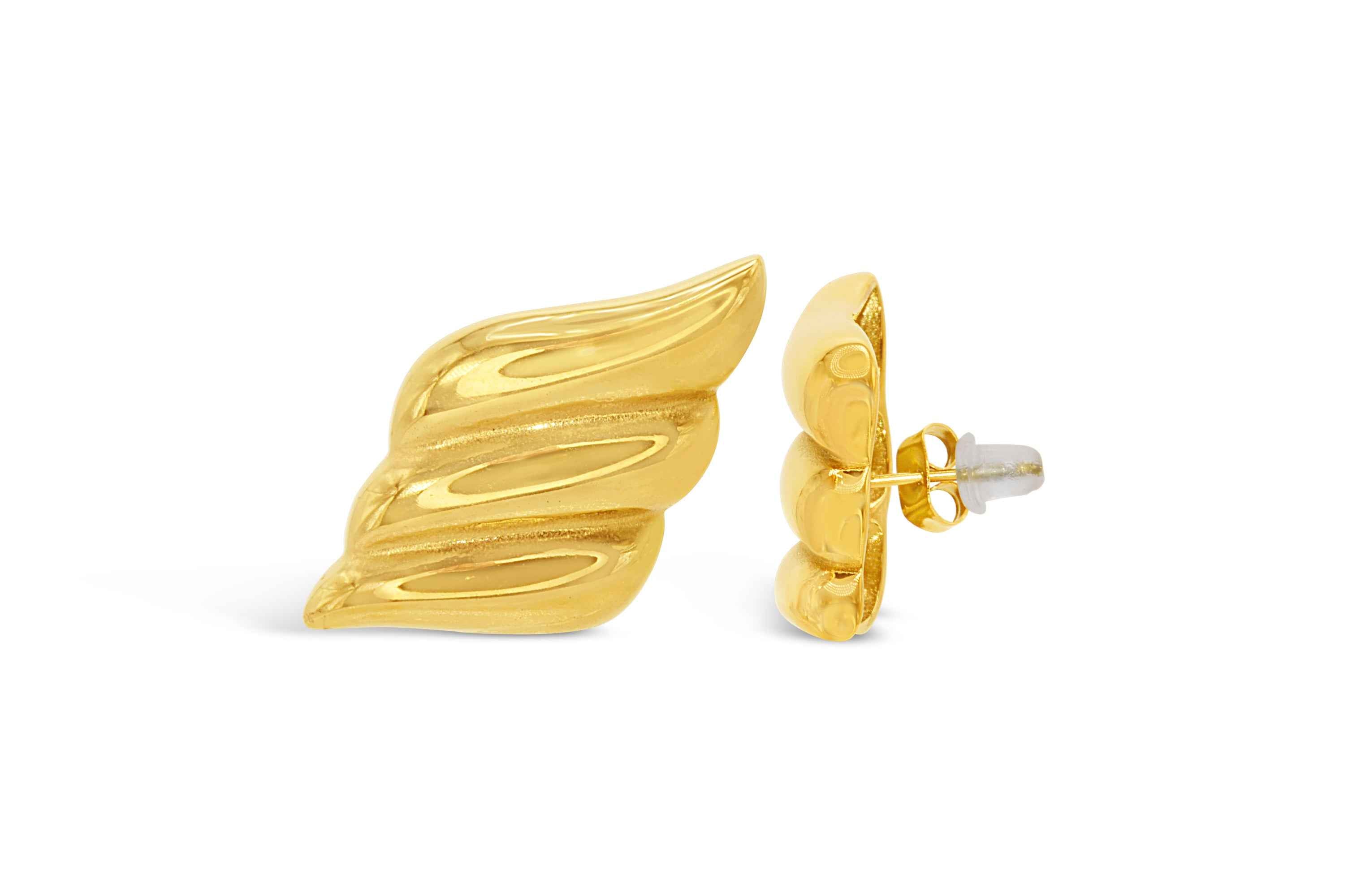 #023 Statement-Ohrringe "wings of change" - ARS-ARGENTI - Damen Ohrringe Gold - 925 Sterling Silber - Sexy Statement gold 585 – chunky ohrringe gold – pompöse ohrringe – ohrringe statement - flügel