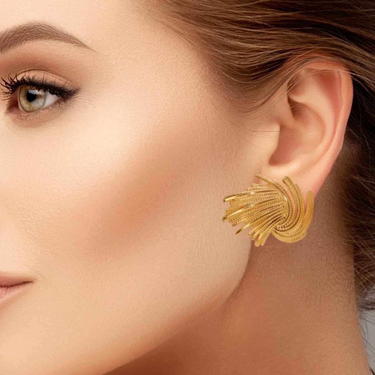 #031 Fächer-Ohrringe "dirty kisses" - ARS-ARGENTI- Damen Ohrringe Gold - 925 Sterling Silber - Sexy Statement gold 585 – chunky ohrringe gold – pompöse ohrringe – ohrringe statement – damenohrringe - Geschenkbox