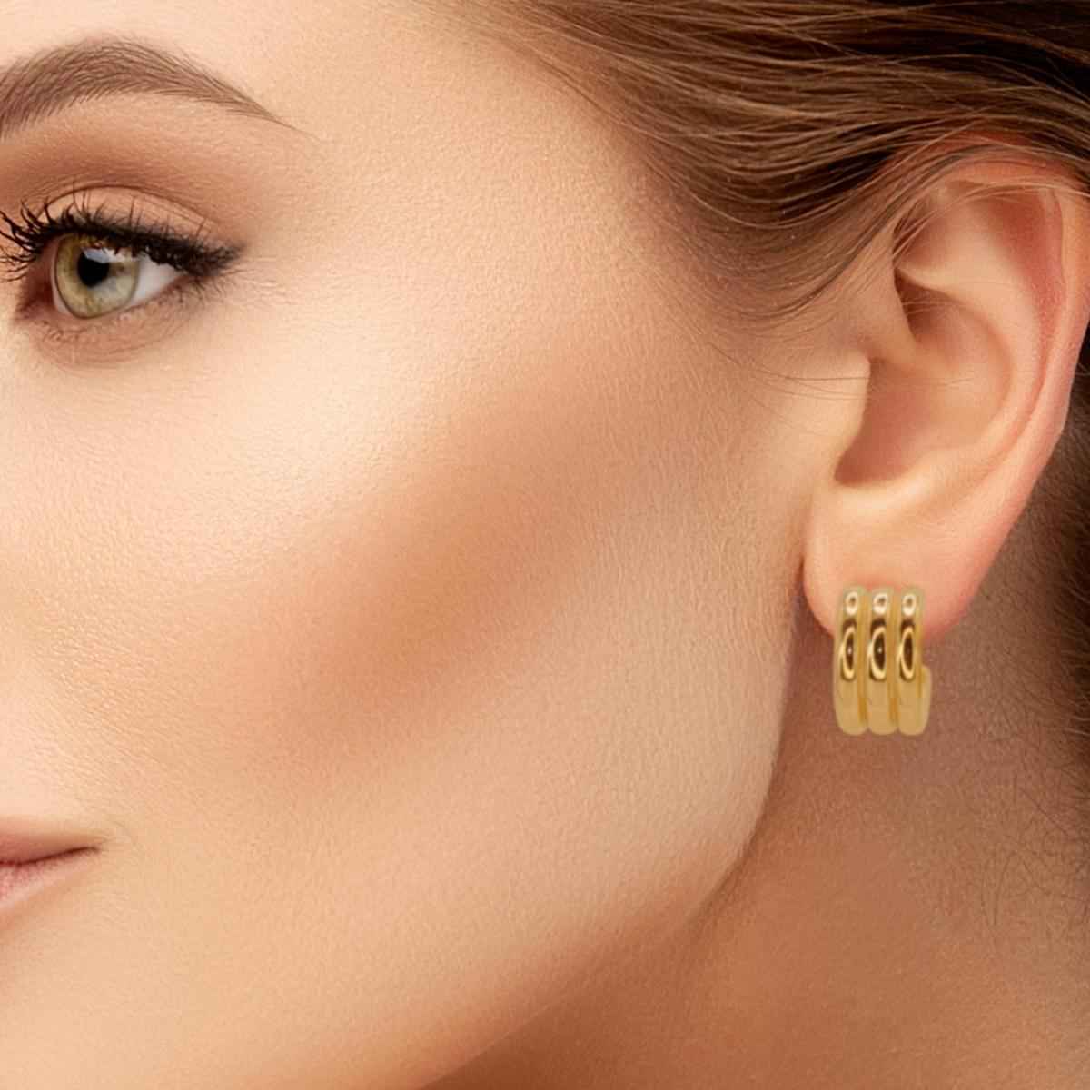 #049 Tripple-Hoops "Hattrick" - ARS-ARGENTI- Damen Ohrringe Gold - 925 Sterling Silber - Sexy Statement gold 585 – chunky Creolen gold – Kreolen ohrringe – ohrringe statement – damenohrringe - Geschenkbox