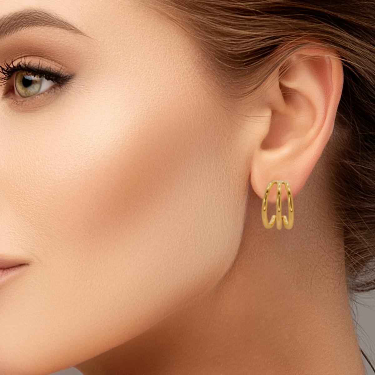 #075 Tripple-Creolen "siamese trillings" - ARS-ARGENTI- Damen Ohrringe Gold - 925 Sterling Silber - Sexy Statement gold 585 – chunky Creolen gold – Kreolen ohrringe – ohrringe statement – damenohrringe - Geschenkbox