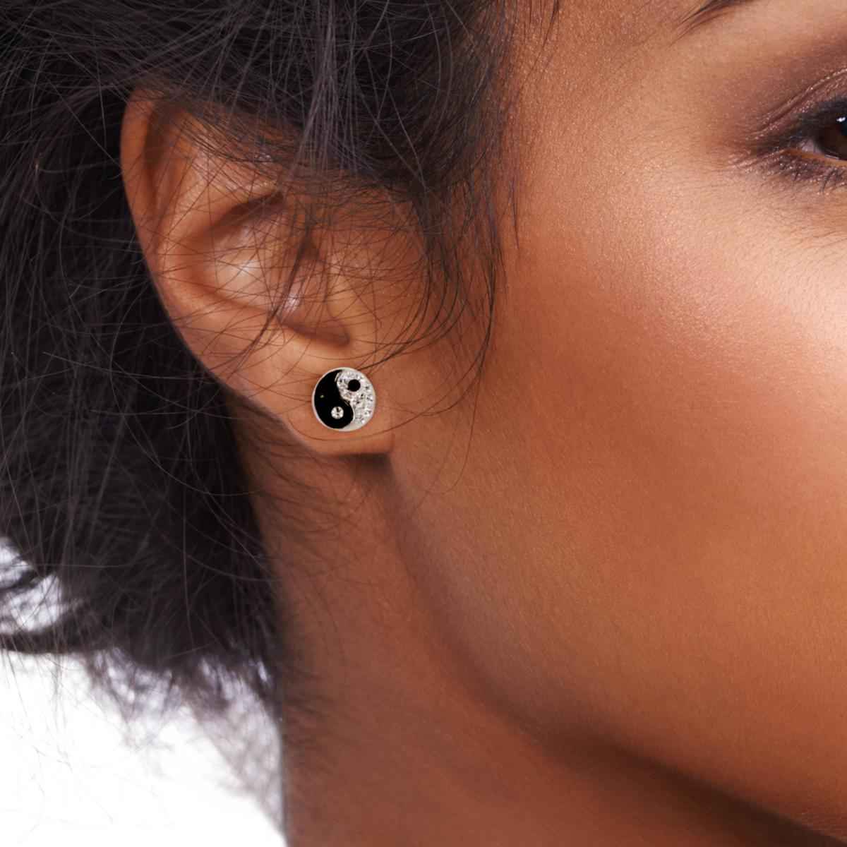#156 Ohrstecker "Yin & Bling" - ARS-ARGENTI - Damen Ohrringe Silber - 925 Sterling Silber - Sexy Ohrstecker – swarovski ohrringe – damenohrringe - Geschenkbox