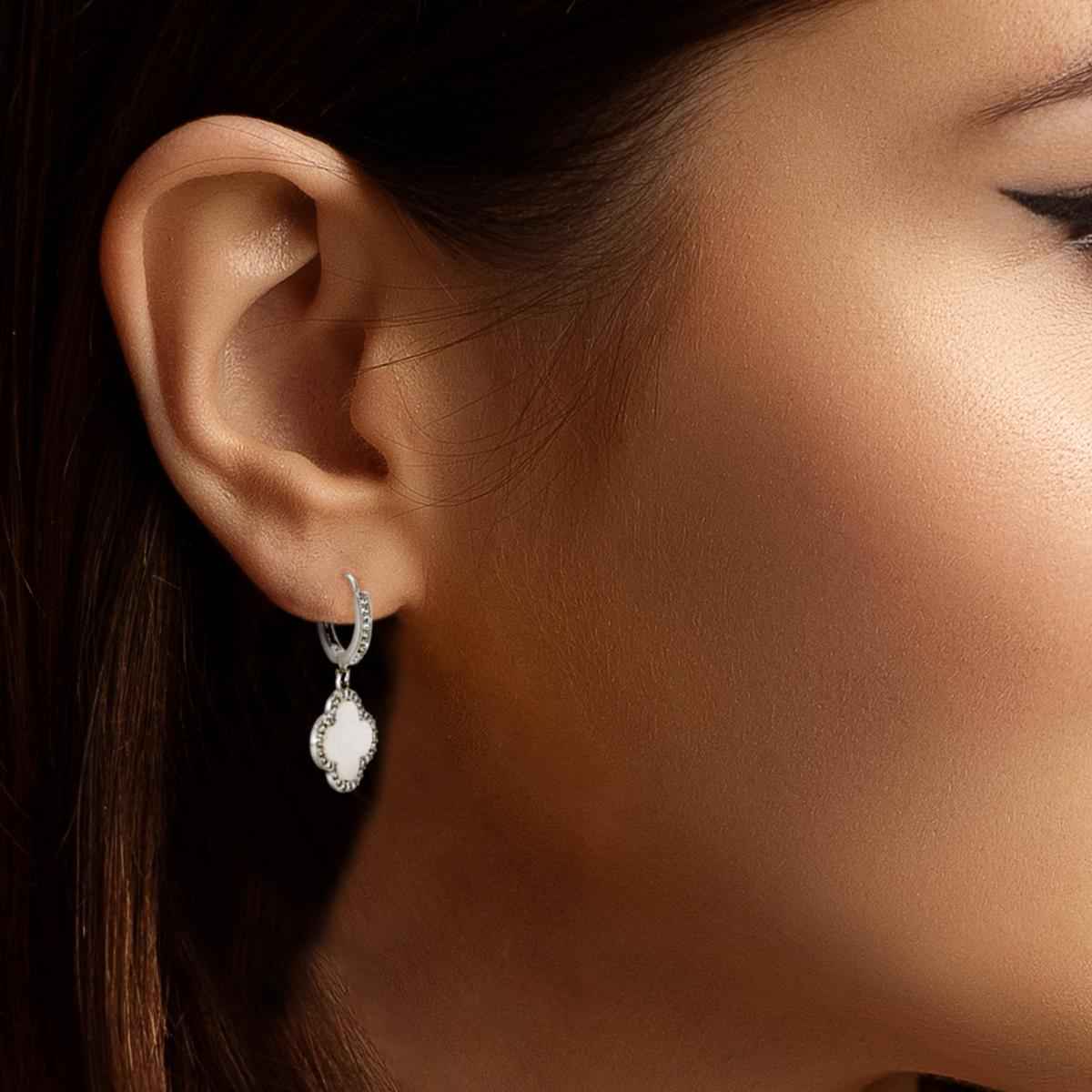 #176 Kleeblatt Ohrhänger "Lucky Luxe I" - ARS-ARGENTI - Damen Ohrringe Silber - 925 Sterling Silber - Sexy Creolen – Kreolen – damenohrringe – Geschenkbox - swarovski ohrringe - van cleef