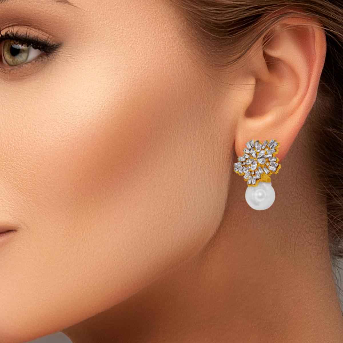 #181 Extravagante Perlen - Ohrstecker "Diamond Drama" - ARS-ARGENTI - Damen Ohrringe Silber - 925 Sterling Silber - Sexy Ohrstecker – swarovski ohrringe – damenohrringe - Geschenkbox