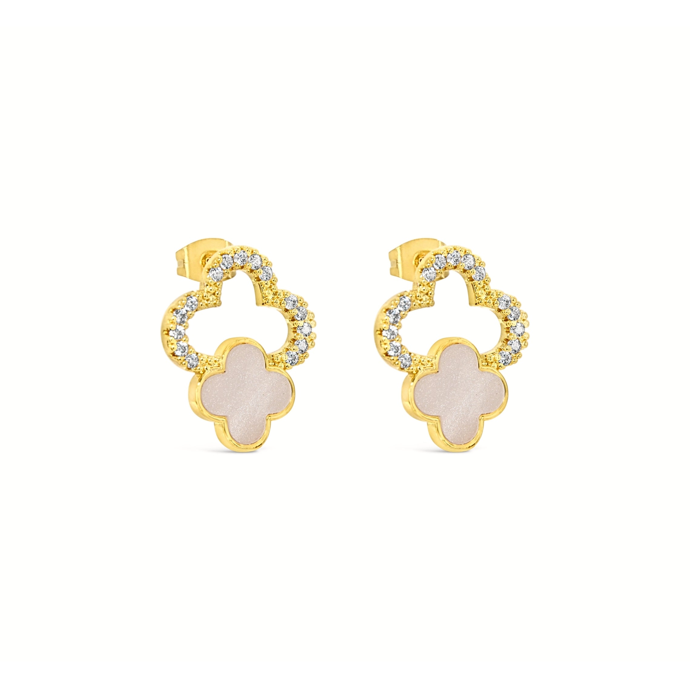 #204 Kleeblatt Ohrstecker "Lucky Lights" - ARS-ARGENTI - Damen Ohrringe Gold - 925 Sterling Silber - Sexy Ohrstecker gold 585 – swarovski ohrringe – damenohrringe – Geschenkbox