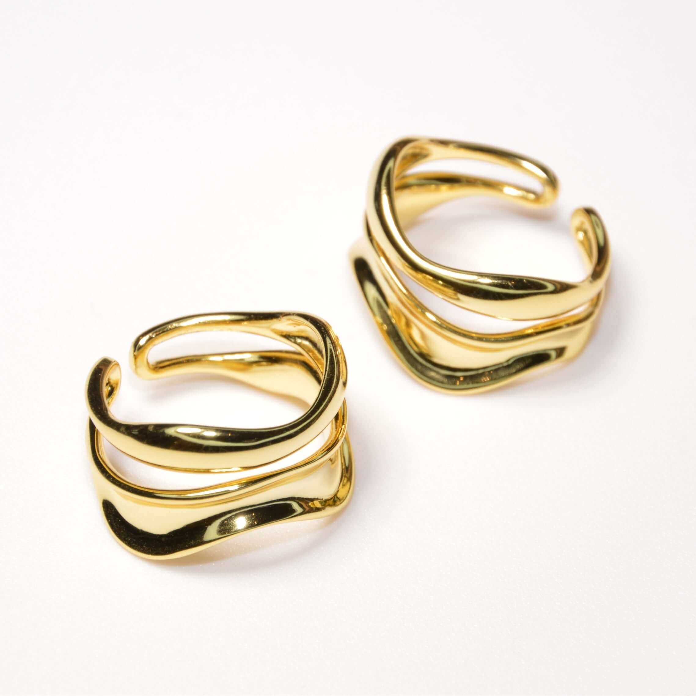 #015 Chuncky-Ring "Goa Waves - gold" - ARS-ARGENTI