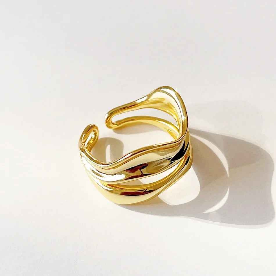 #015 Chuncky-Ring "Goa Waves - gold" - ARS-ARGENTI