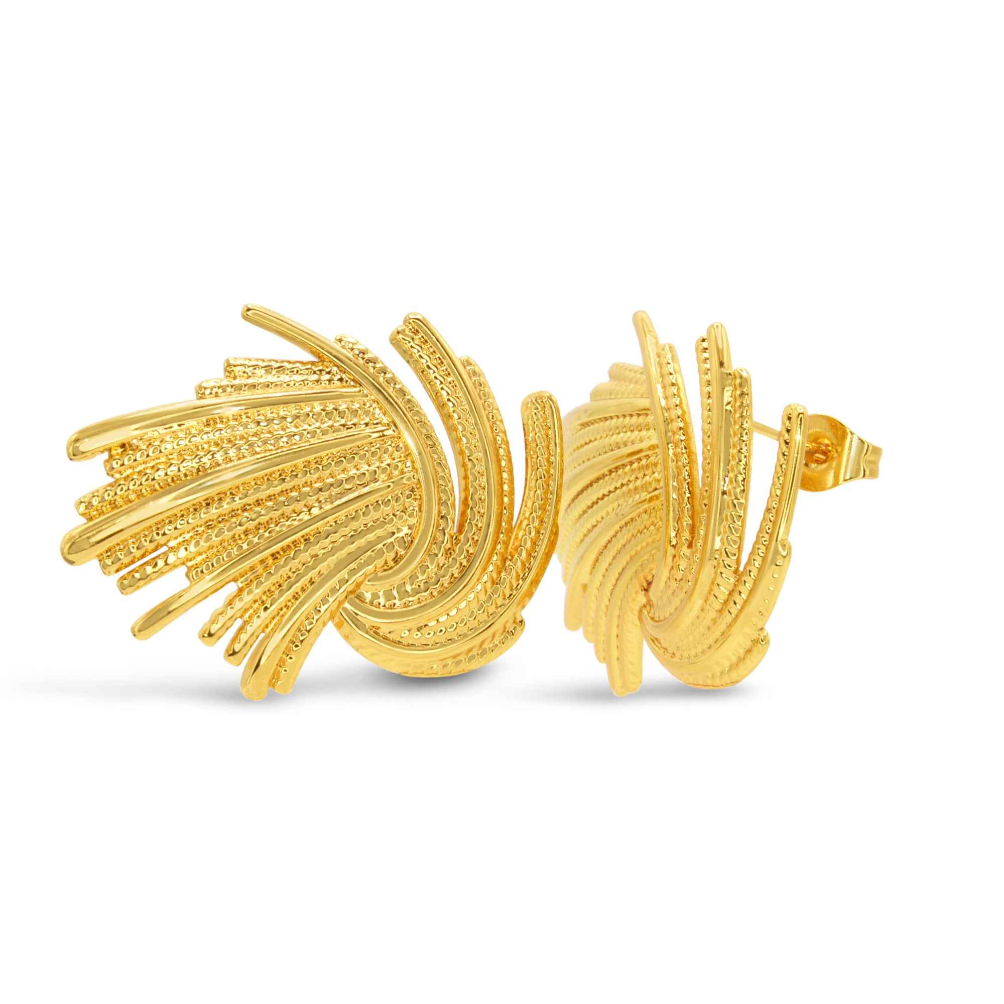 #031 Fächer-Ohrringe "dirty kisses" - ARS-ARGENTI- Damen Ohrringe Gold - 925 Sterling Silber - Sexy Statement gold 585 – chunky ohrringe gold – pompöse ohrringe – ohrringe statement – damenohrringe - Geschenkbox