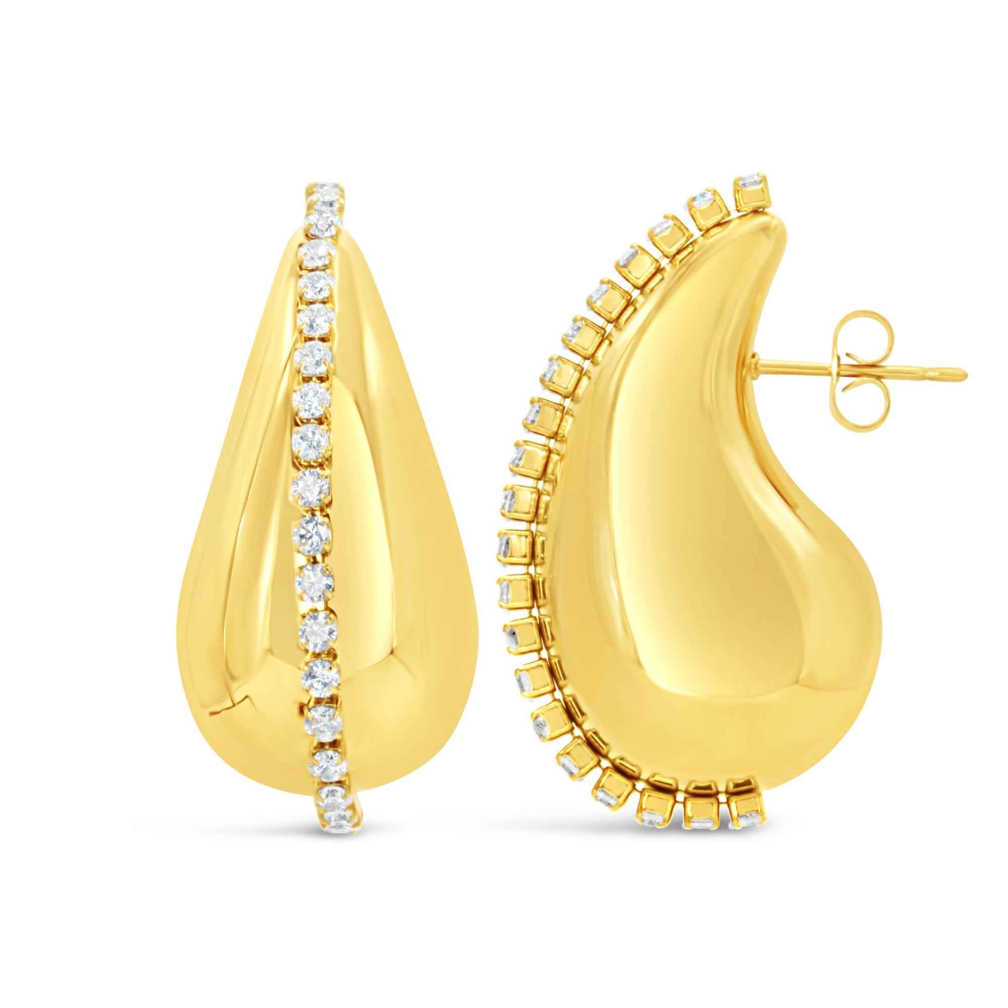 #042 Drops-Ohrringe mit Brillantzierlinie "Coachella Punk" - ARS-ARGENTI- Damen Ohrringe Gold - 925 Sterling Silber - Sexy Tropfen Ohrringe gold 585 – chunky ohrringe gold – pompöse ohrringe – ohrringe statement – damenohrringe - Geschenkbox