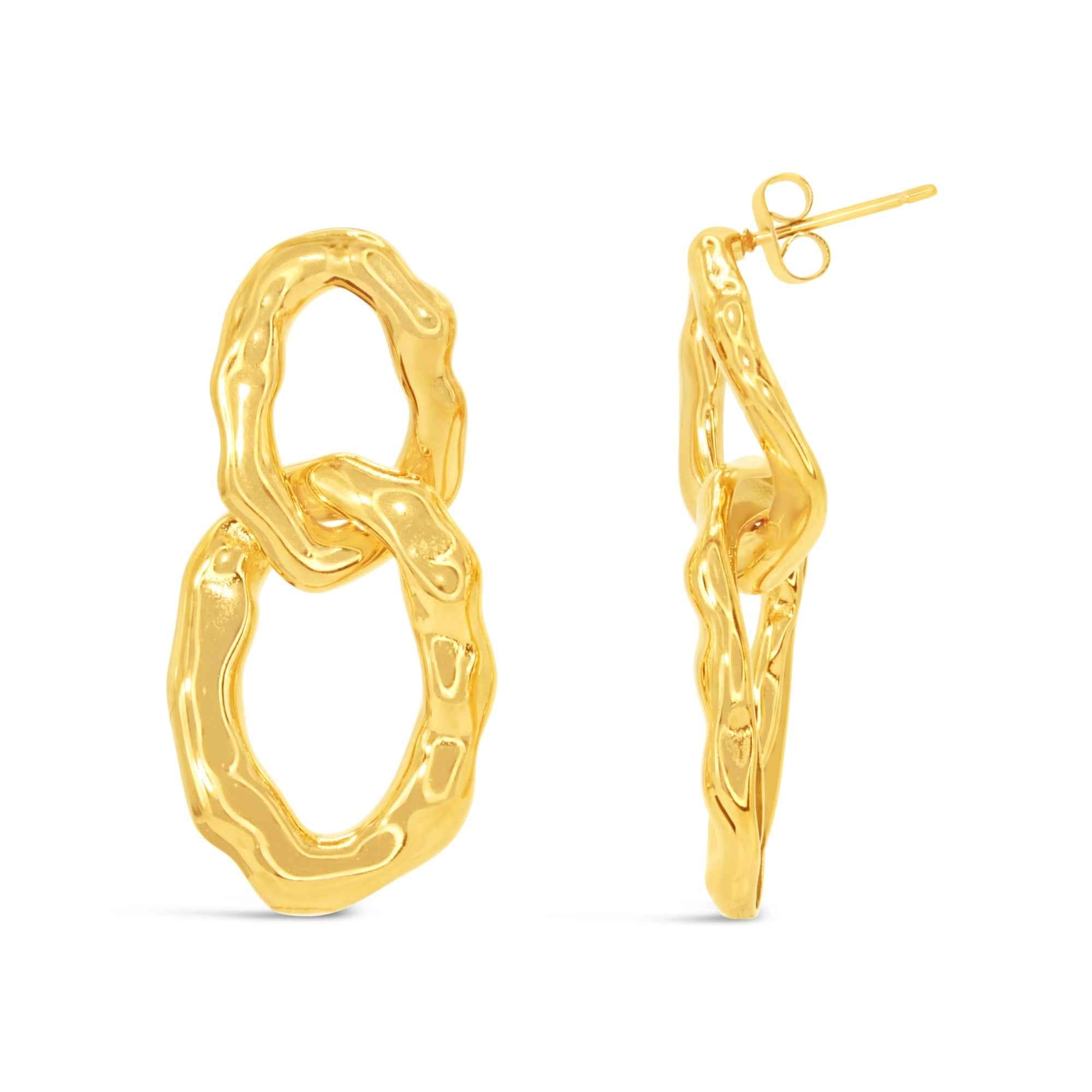 #044 Doppel-Oval-Hänger "life is a beach" - ARS-ARGENTI- Damen Ohrringe Gold - 925 Sterling Silber – Ohrhänger - Sexy Ohrhänger gold 585 – bestseller – Trend – Hängeohrringe – damenohrringe - Geschenkbox