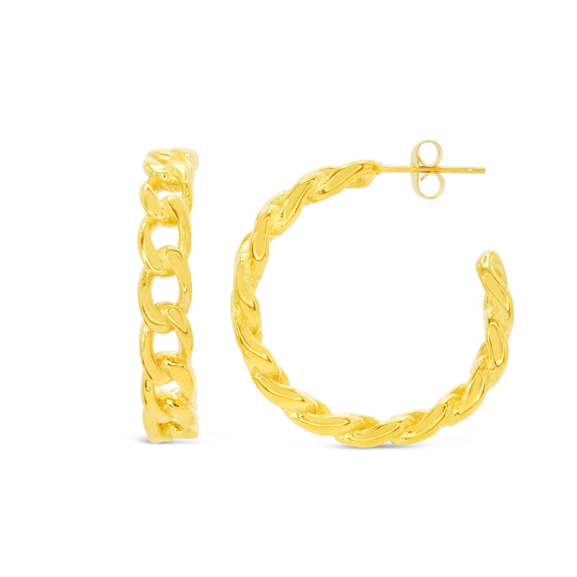 #048 Chuncky Creolen-Chaindesign "free Alcatraz" - ARS-ARGENTI- Damen Ohrringe Gold - 925 Sterling Silber - Sexy Statement gold 585 – chunky Creolen gold – Kreolen ohrringe – ohrringe statement – damenohrringe - Geschenkbox