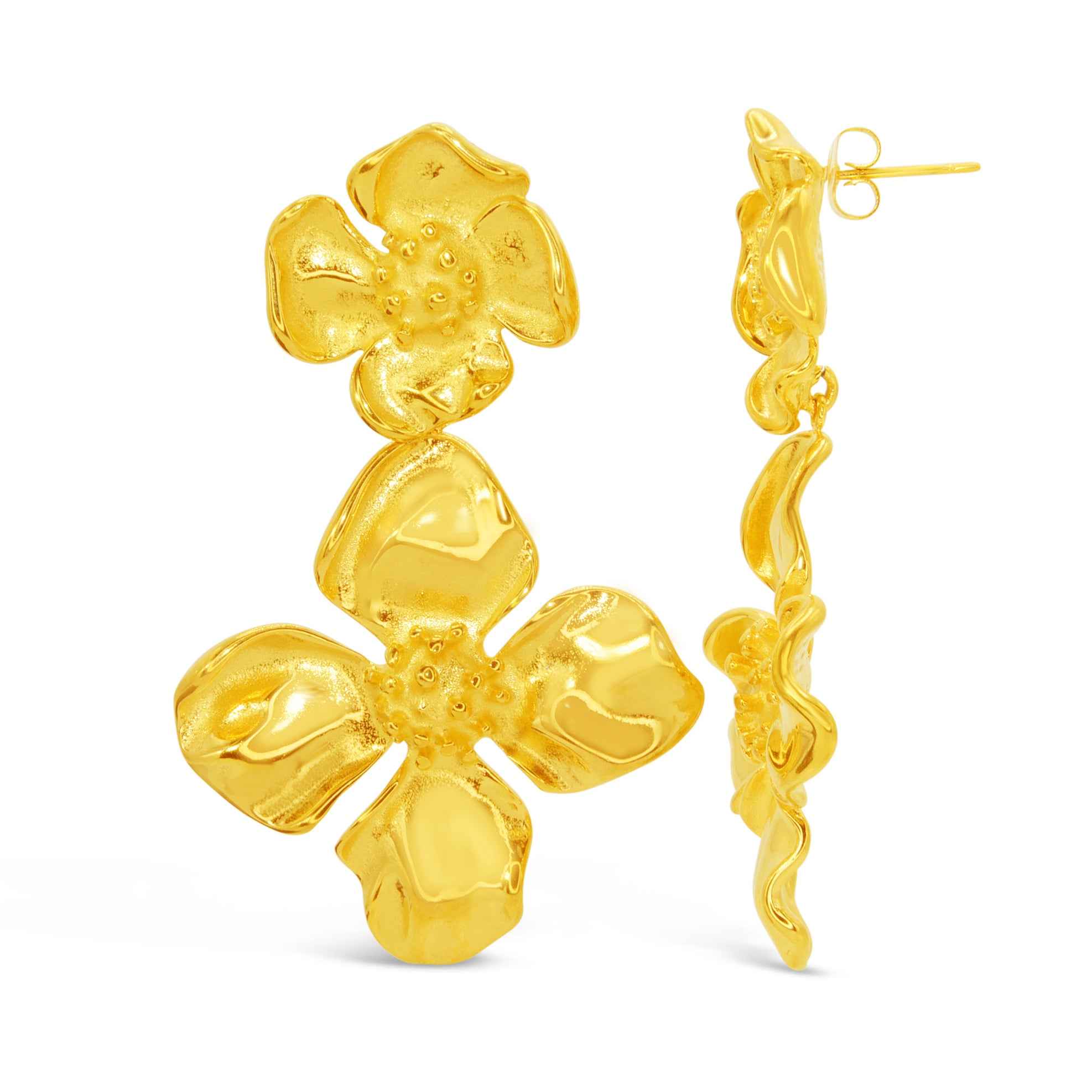 #051 Statement-Flowers "spring break" - ARS-ARGENTI- Damen Ohrringe Gold - 925 Sterling Silber - Sexy Statement gold 585 – chunky ohrringe gold – ohrringe statement – damenohrringe - Geschenkbox