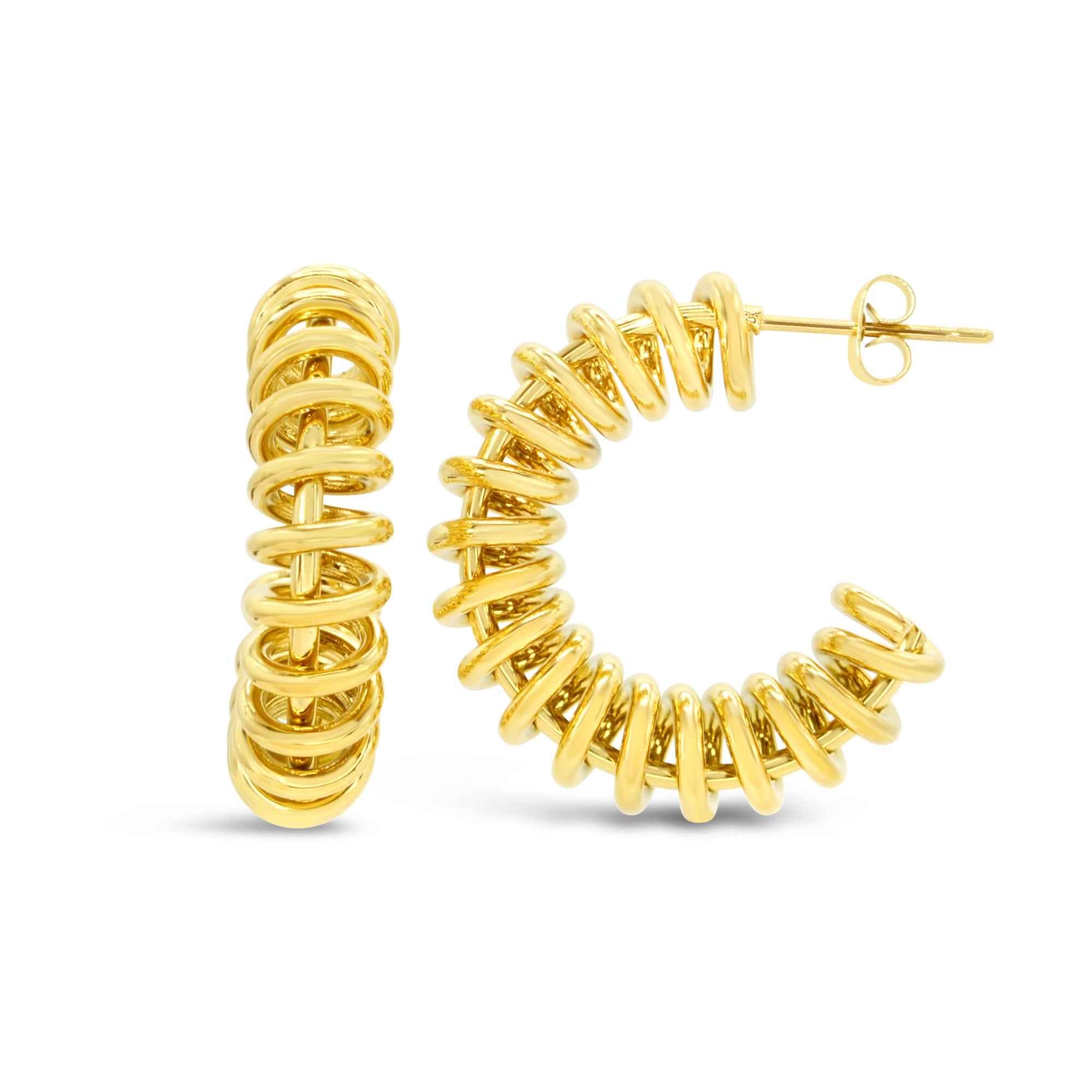 #063 Szenige Statement Ohrringe "Tomorrowland" - ARS-ARGENTI- Damen Ohrringe Gold - 925 Sterling Silber - Sexy Statement gold 585 – chunky Creolen gold – Kreolen ohrringe – ohrringe statement – damenohrringe - Geschenkbox