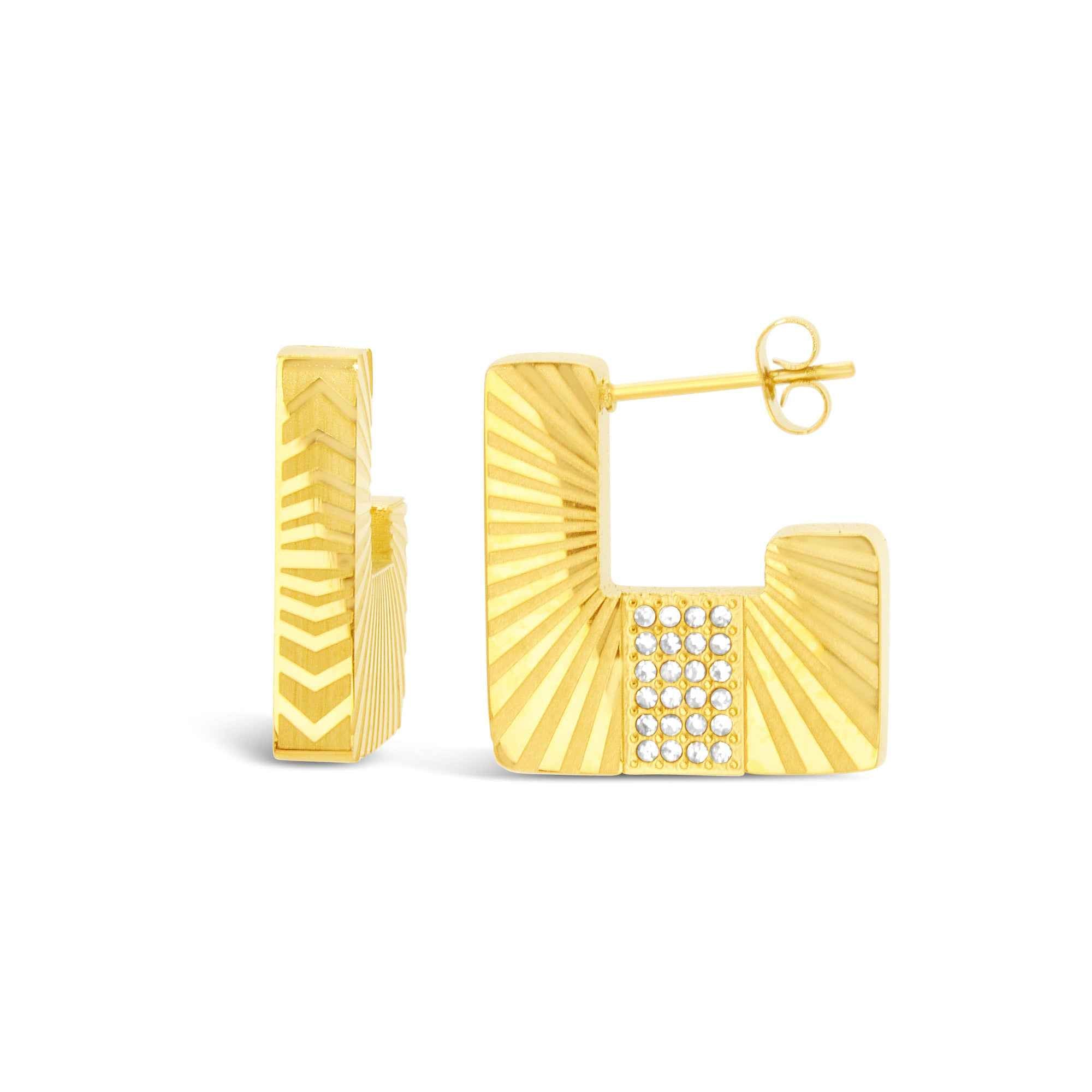 #084 Luxuriöse Statement-Ohrringe "Art-deco" - ARS-ARGENTI- Damen Ohrringe Gold - 925 Sterling Silber - Sexy Statement gold 585 – chunky ohrringe gold – ohrringe statement – damenohrringe - Geschenkbox - Artdeco