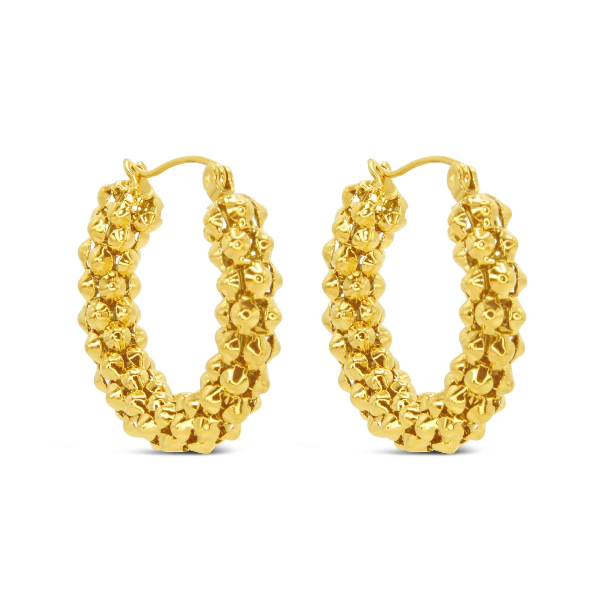 #089 Creolen "Bouncy Baubles" - ARS-ARGENTI- Damen Ohrringe Gold - 925 Sterling Silber - Sexy Statement gold 585 – chunky Creolen gold – Kreolen ohrringe – ohrringe statement – damenohrringe - Geschenkbox