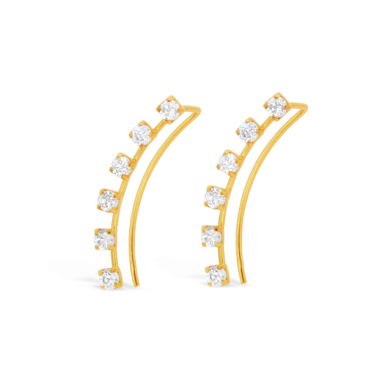 #117 Ear-Climber "Glamour Hill" - ARS-ARGENTI- Damen Ohrringe Gold - 925 Sterling Silber – Climber - Sexy Ohrklemmen gold 585 – Trend – Ear Crawler – damenohrringe – Geschenkbox – Ear Climber