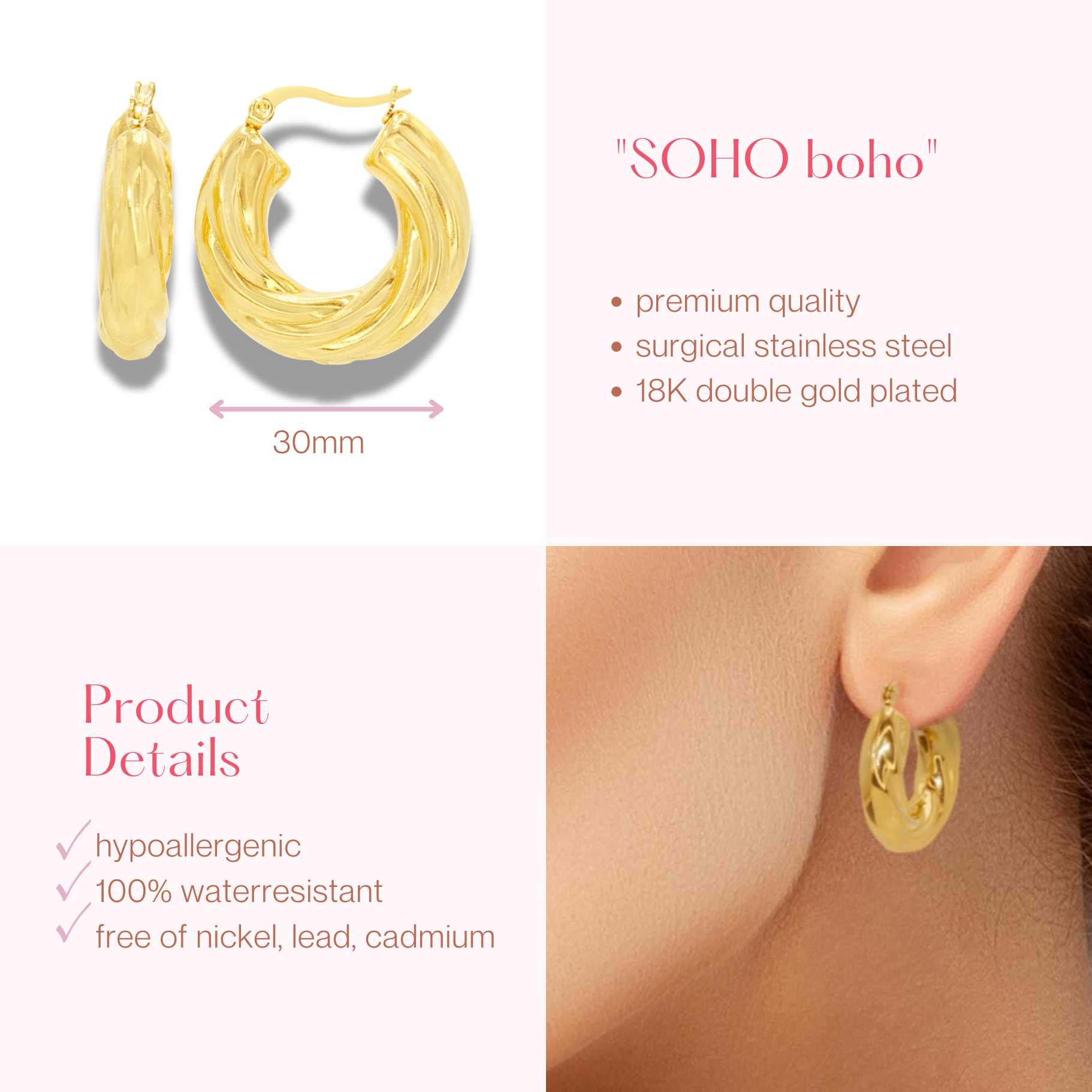 #028 Stylische Creolen-Ohrringe "SoHo-Boho"