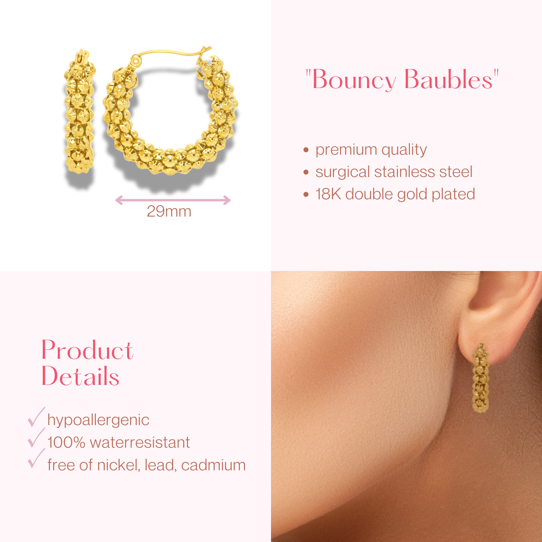 #089 Bold Hoop Earrings -Bouncy Baubles-