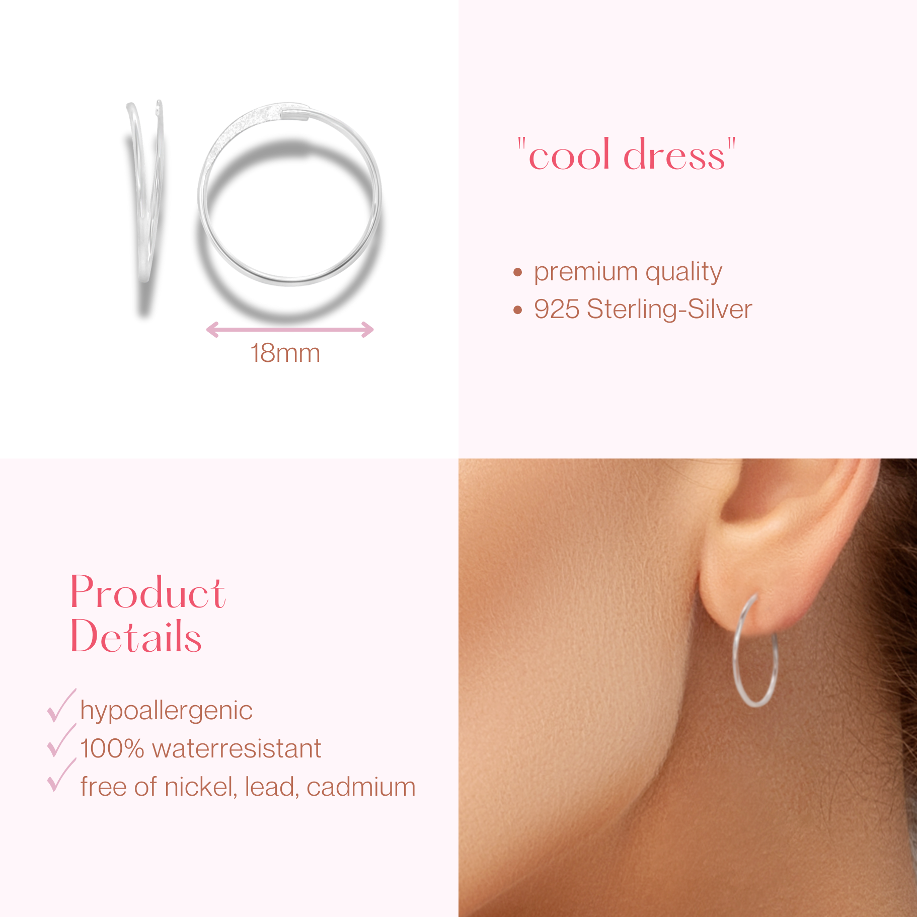 "cool dress" - silberne Creolen Ohrringe in 925 Sterling Silber