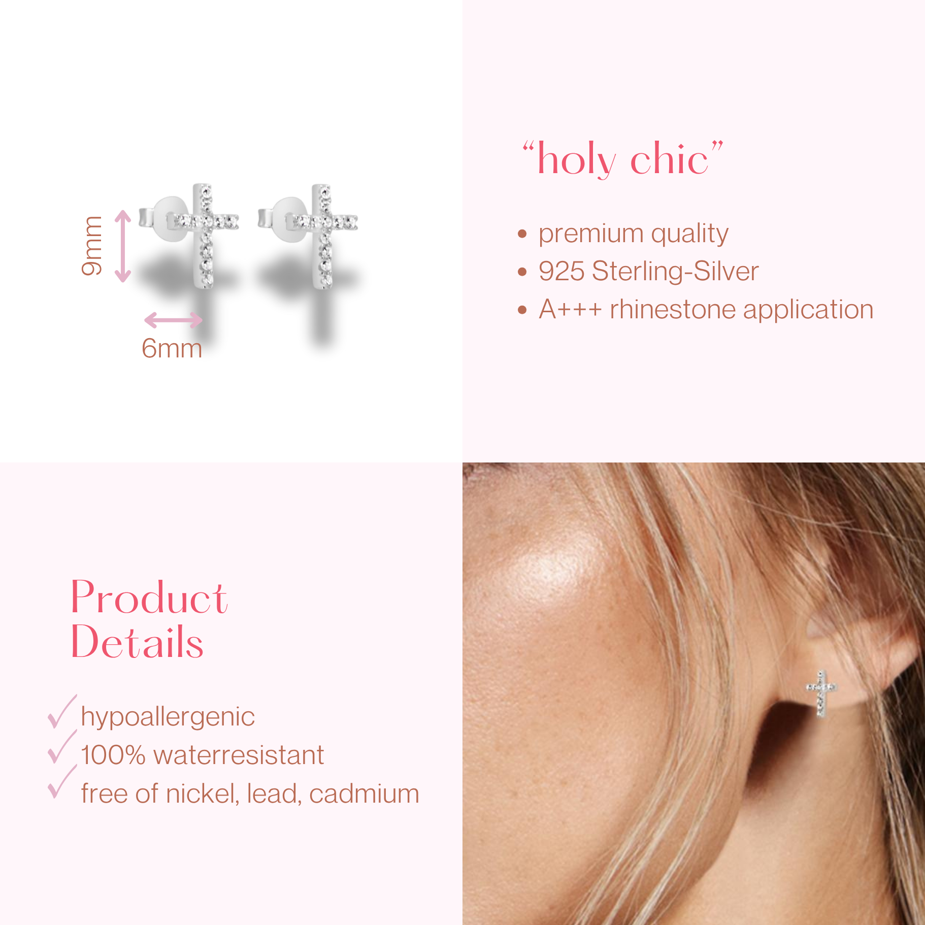 #163 Kreuz - Ohrstecker "Holy Chic"
