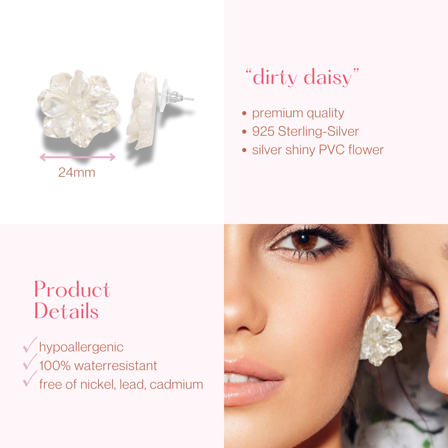 #186 White Flower - Ohrstecker "Dirty Daisy"