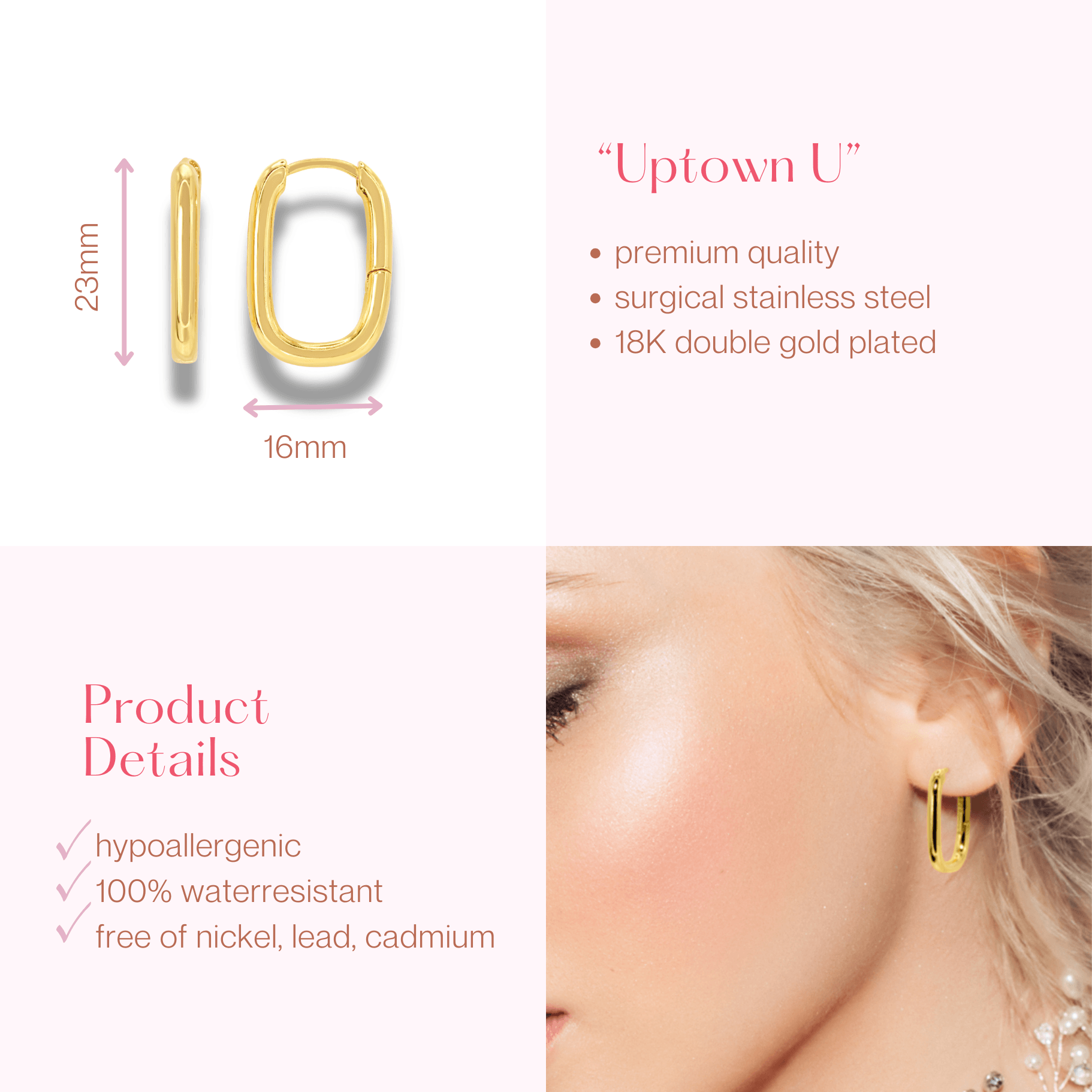 #190 Creolen-Ohrringe "Uptown U" - ARS-ARGENTI - Damen Ohrringe Gold - 925 Sterling Silber - Sexy Creolen gold 585 – bestseller – Kreolen – damenohrringe - Geschenkbox