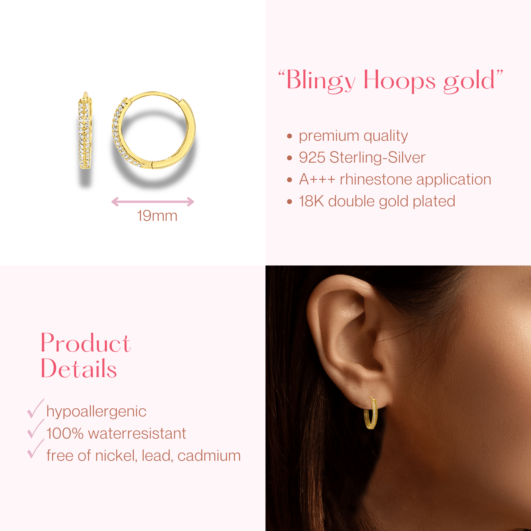 #192 Sexy Creolen "Blingy Hoops gold" - ARS-ARGENTI - Damen Ohrringe Gold - 925 Sterling Silber - Sexy Creolen gold 585 – bestseller – Kreolen – damenohrringe - Geschenkbox