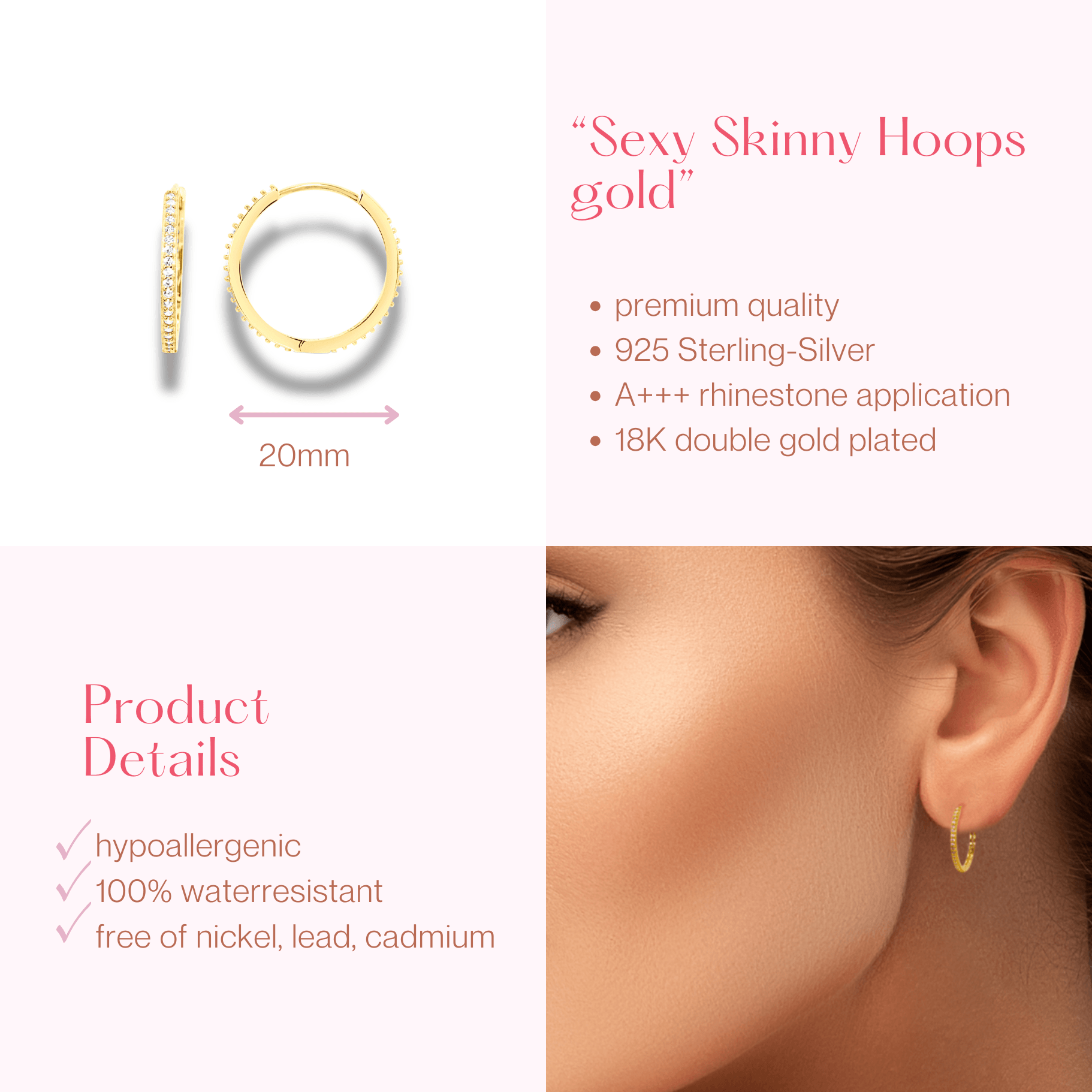 #194 Glamouröse Creolen "Sexy Skinny Hoops II" - ARS-ARGENTI - Damen Ohrringe Gold - 925 Sterling Silber - Sexy Creolen gold 585 – bestseller – Kreolen – damenohrringe - Geschenkbox