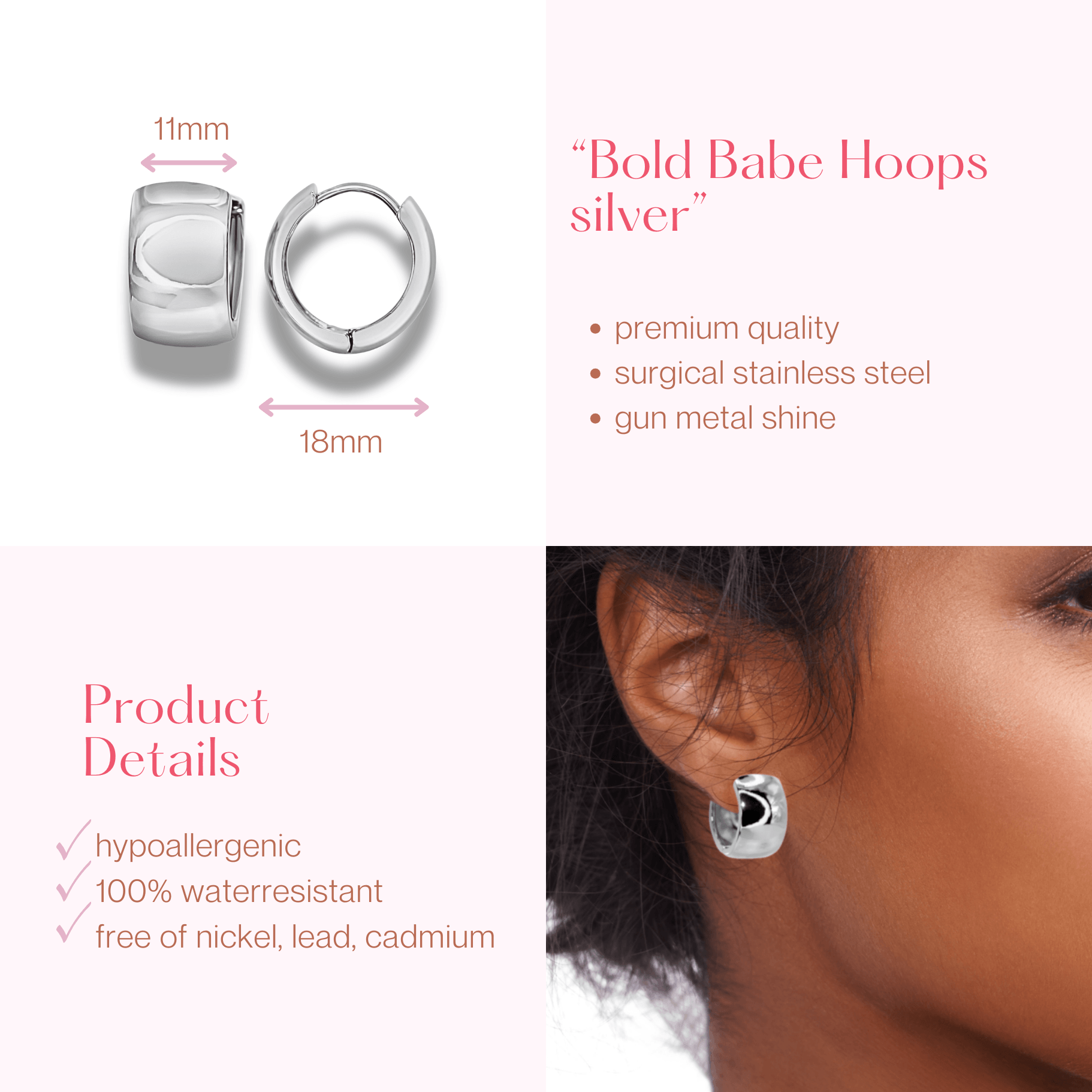 #195 Breite Creolen-Ohrringe "Bold Babe Hoops I" - ARS-ARGENTI - Damen Ohrringe Silber - 925 Sterling Silber - Sexy Creolen – Kreolen – damenohrringe – Geschenkbox