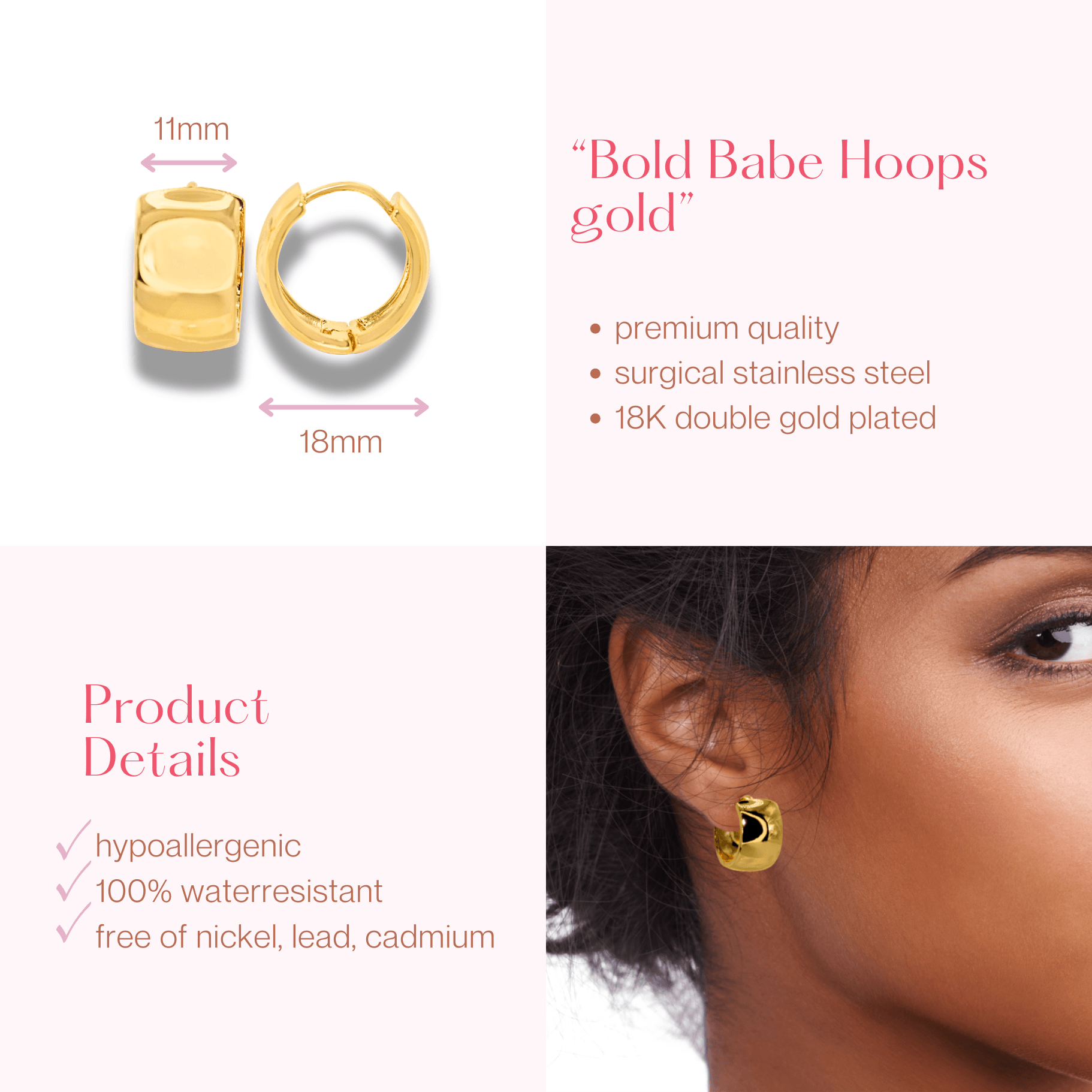 #196 Breite Creolen-Ohrringe "Bold Babe Hoops II" - ARS-ARGENTI - Damen Ohrringe Gold - 925 Sterling Silber - Sexy Creolen gold 585 – bestseller – Kreolen – damenohrringe - Geschenkbox