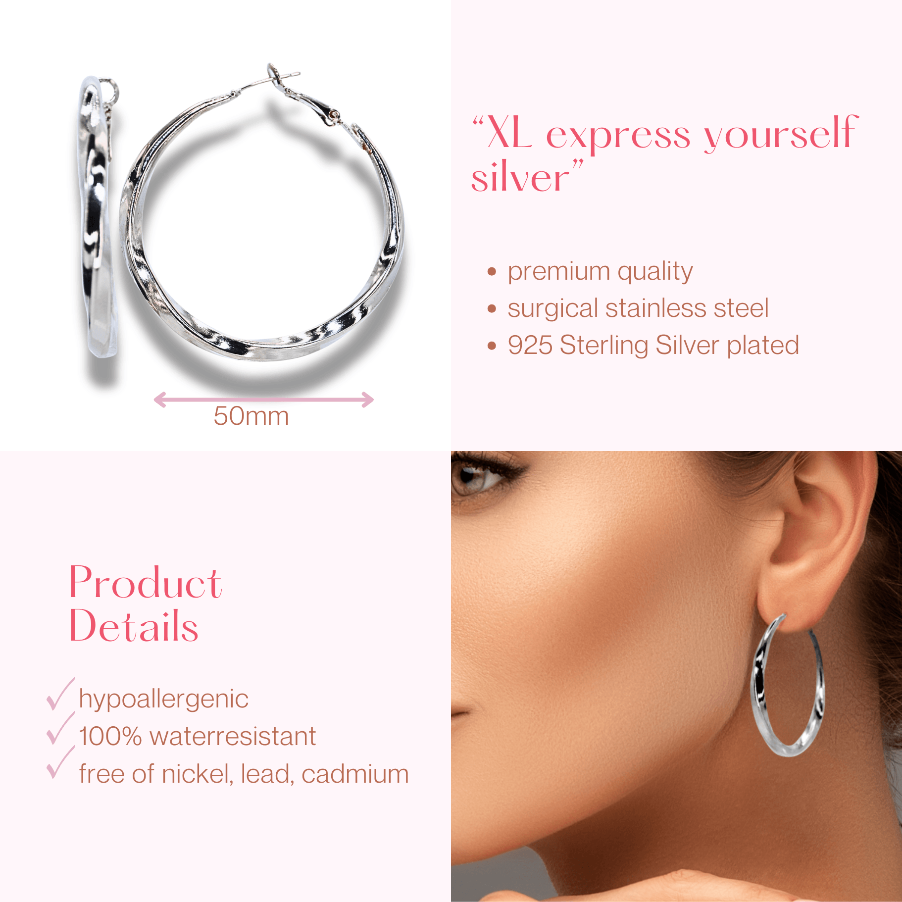 #199 Gedrehte XL-Creolen-Ohrringe "XL express yourself II" - ARS-ARGENTI - Damen Ohrringe Silber - 925 Sterling Silber - Sexy Creolen – Kreolen – damenohrringe – Geschenkbox