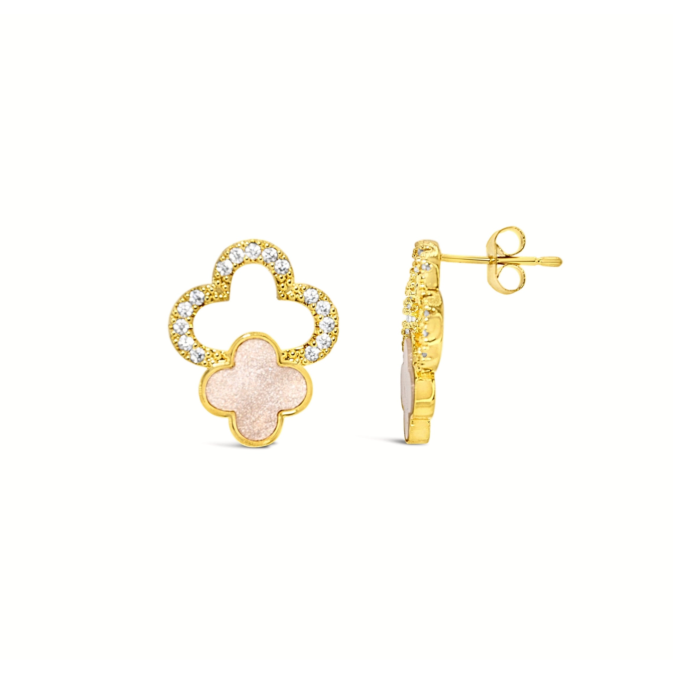 #204 Kleeblatt Ohrstecker "Lucky Lights" - ARS-ARGENTI - Damen Ohrringe Gold - 925 Sterling Silber - Sexy Ohrstecker gold 585 – swarovski ohrringe – damenohrringe – Geschenkbox