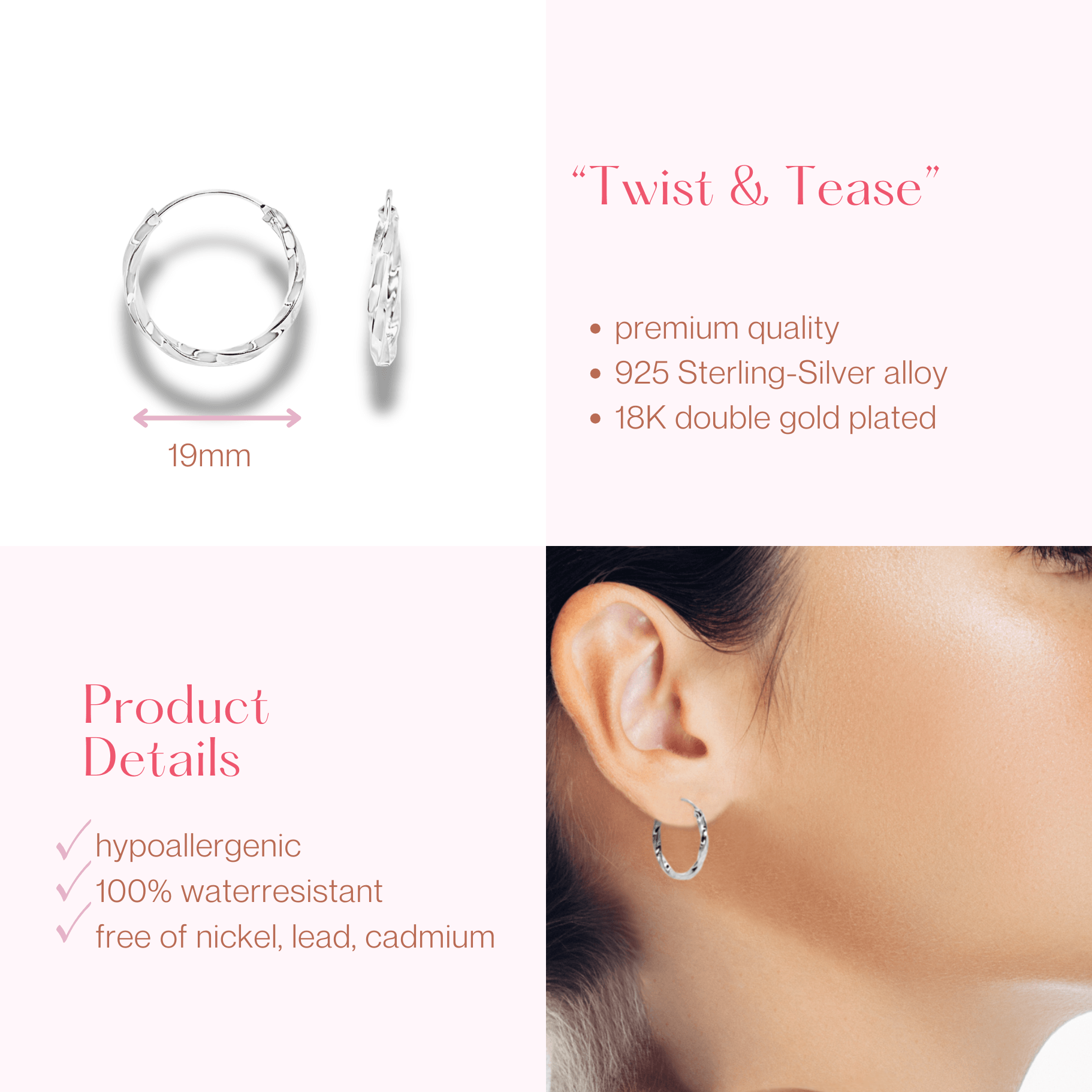 #208 Gedrehte Creolen "Twist & Tease" - ARS-ARGENTI - Damen Ohrringe Silber - 925 Sterling Silber - Sexy Creolen – Kreolen – damenohrringe – Geschenkbox