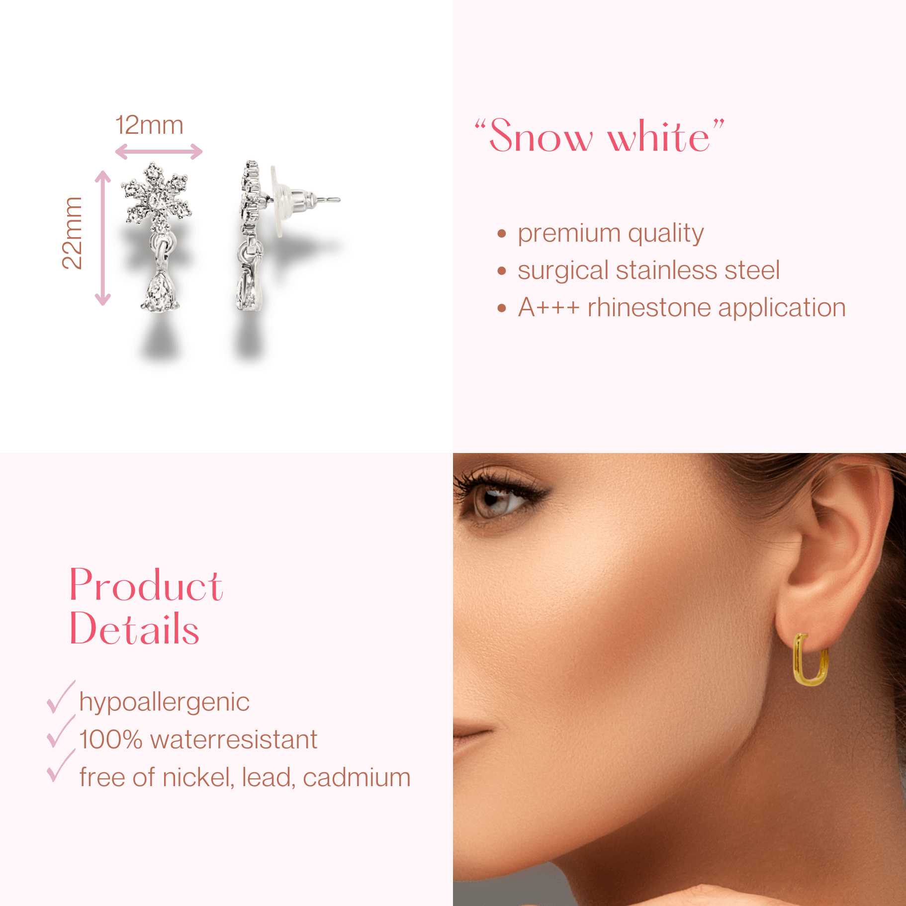 #211 Schneeflocken - Ohrhänger "Snow white" - ARS-ARGENTI - Damen Ohrringe Silber - 925 Sterling Silber – Ohrhänger - Sexy Ohrhänger – bestseller – Trend – Hängeohrringe – damenohrringe – Geschenkbox - swarovski ohrringe