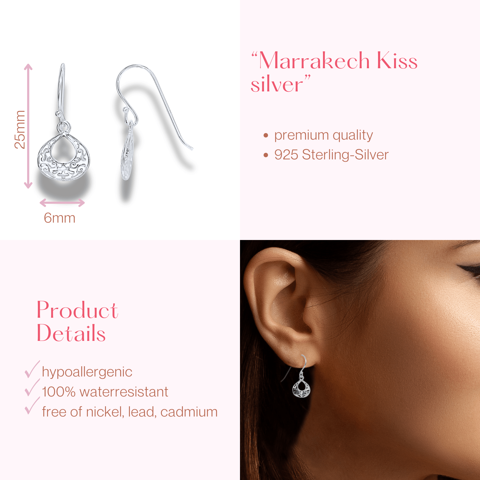 #214 Edle Boho-Ohrringe "Marrakech Kiss silber" - ARS-ARGENTI - Damen Ohrringe Gold - 925 Sterling Silber - Sexy Creolen gold 585 – Boho style – boho ohrringe für damen – damenohrringe – Geschenkbox