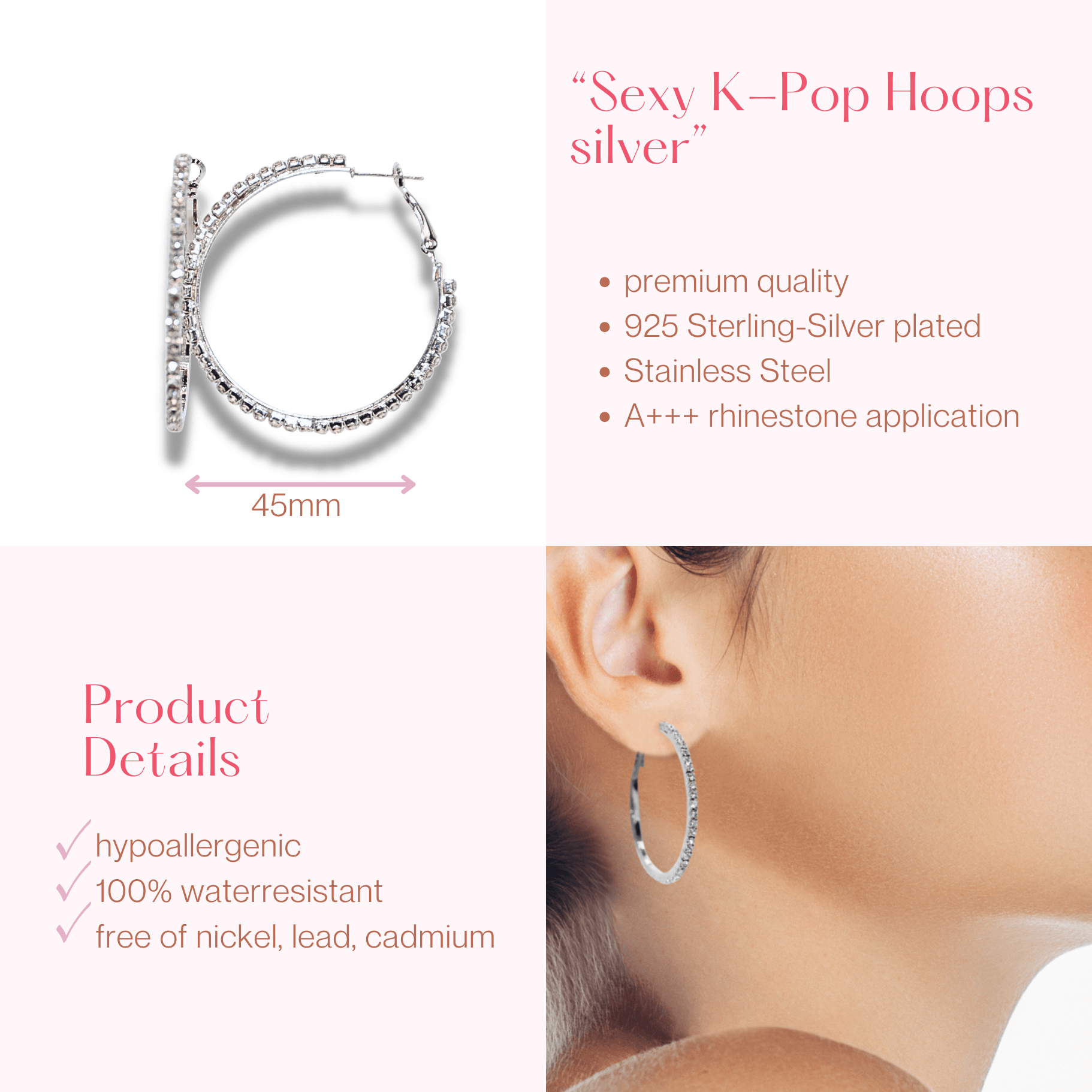 #219 Stylishe XL-Club-Creolen "Sexy K-Pop Hoops silber" - ARS-ARGENTI - Damen Ohrringe Silber - 925 Sterling Silber - Sexy Creolen – Kreolen – damenohrringe – Geschenkbox
