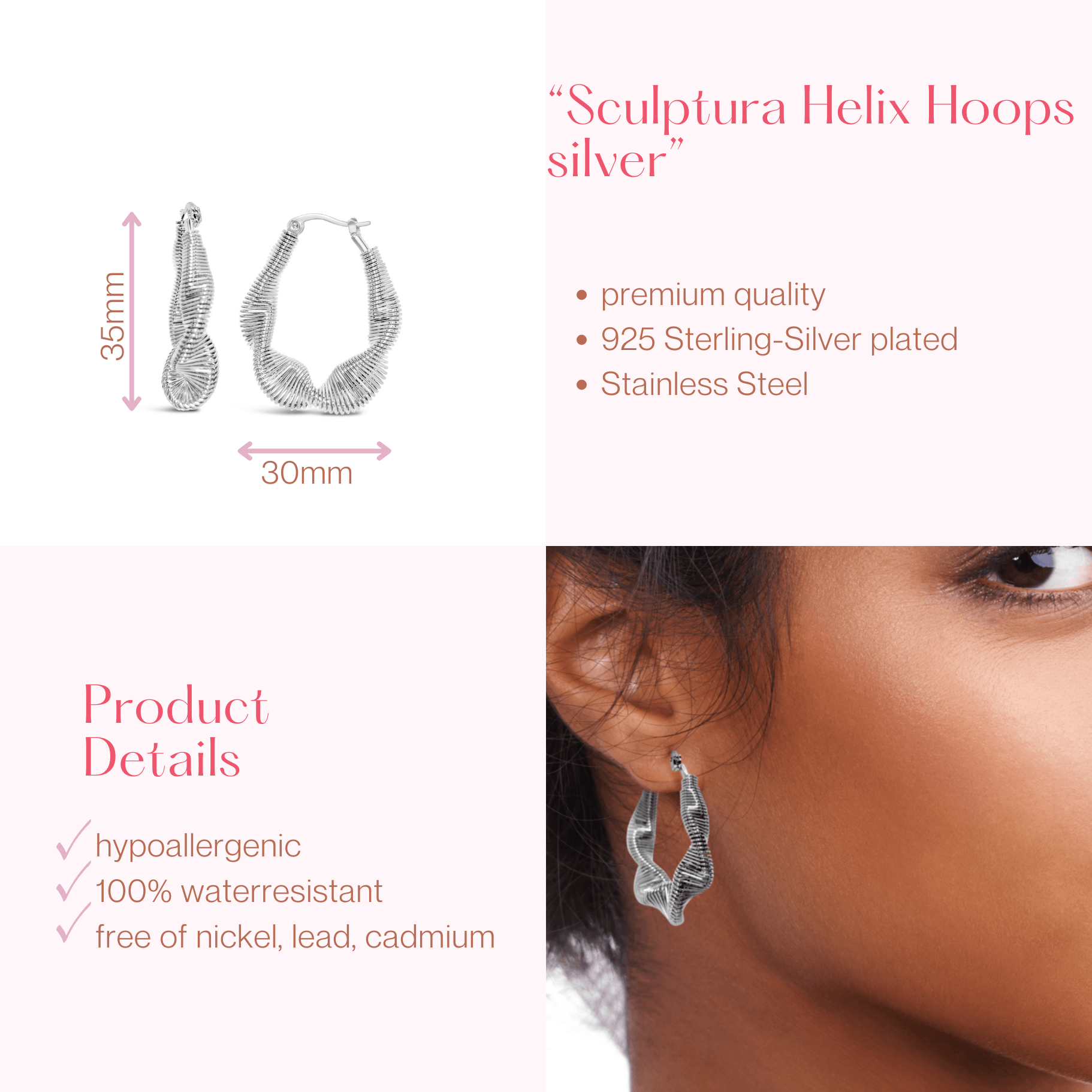 #223 Stylishe Creolen-Ohrringe  "Sculptura Helix Hoops silber" - ARS-ARGENTI - Damen Ohrringe Silber - 925 Sterling Silber - Sexy Statement – chunky ohrringe gold – ohrringe statement – damenohrringe - Geschenkbox