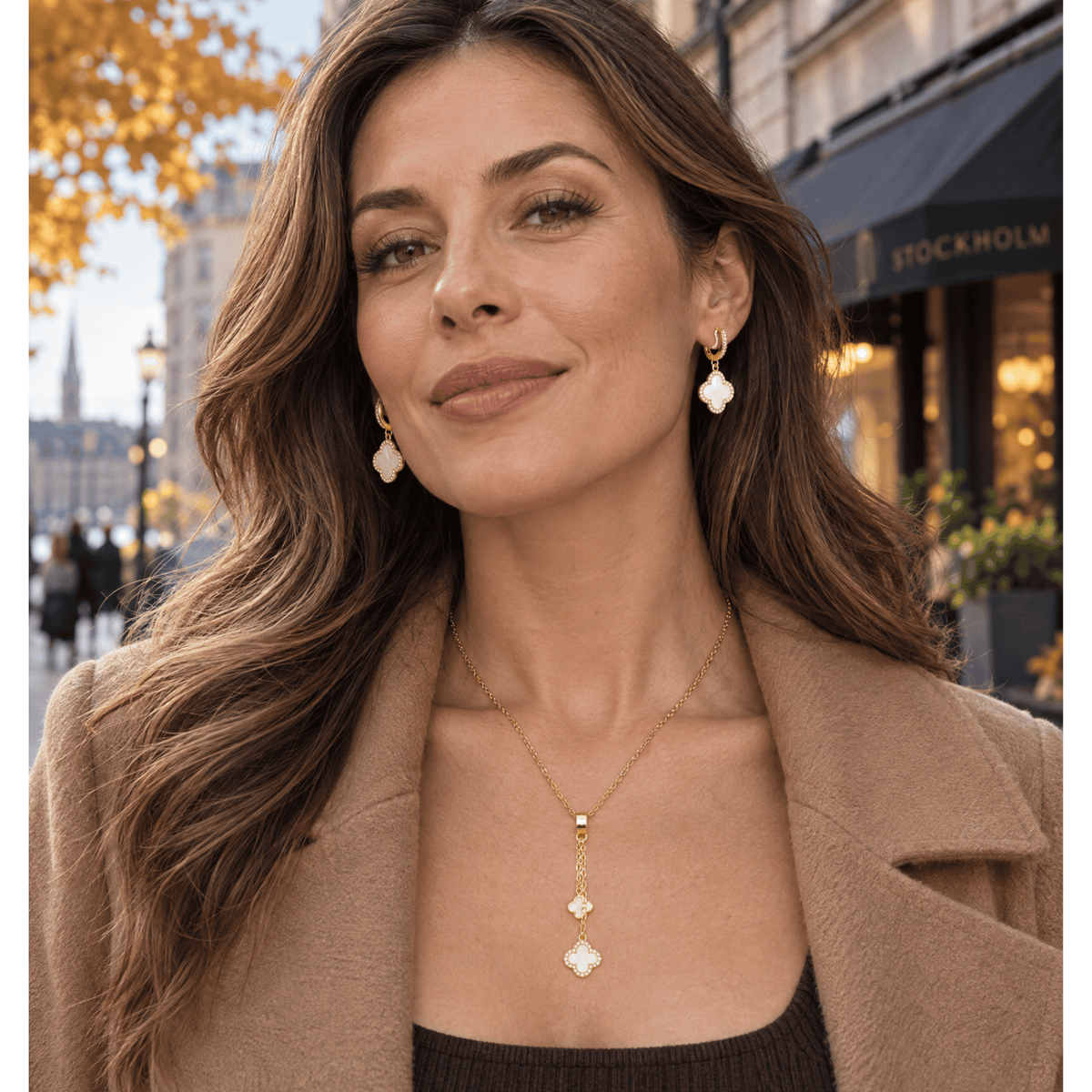 #005 Kleeblatt Halskette - Lucky Luxe - white