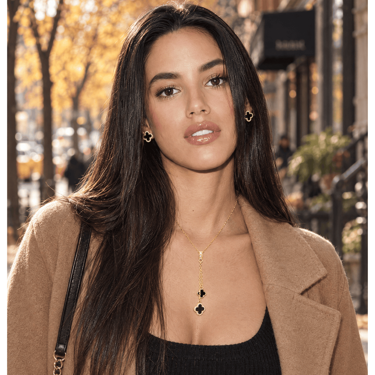 #006 Kleeblatt Halskette - Lucky Luxe - black