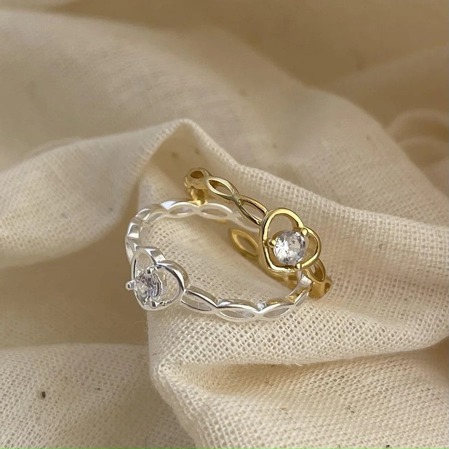 #003 Zarter Herz-Ring "Miss Independent" - silber