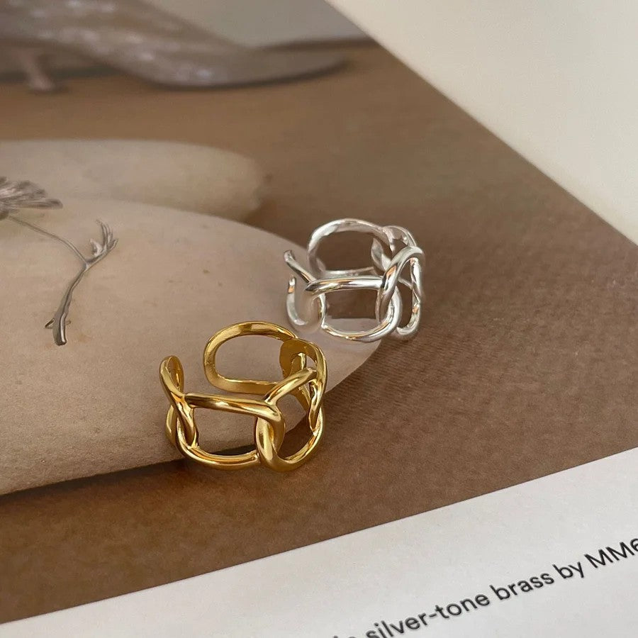 #004 Statement-Ring "Chain Reaction - gold"