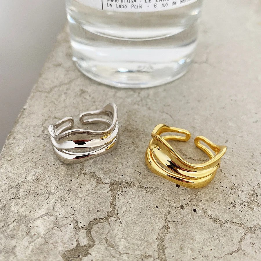 #015 Chuncky-Ring "Goa Waves - gold"