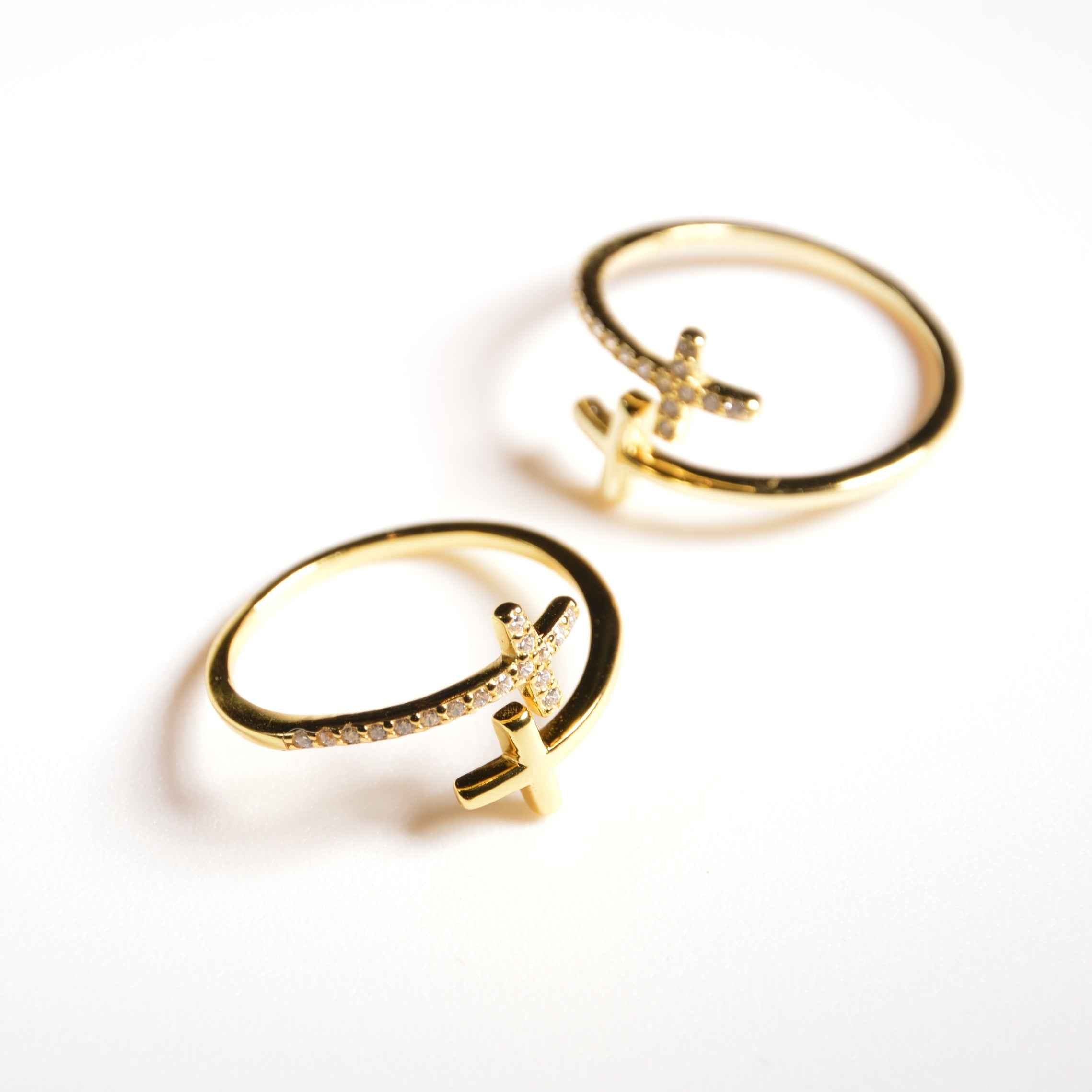 #020 Sexy-Kreuz-Ring "Crossed Desire" - Gold - ARS-ARGENTI