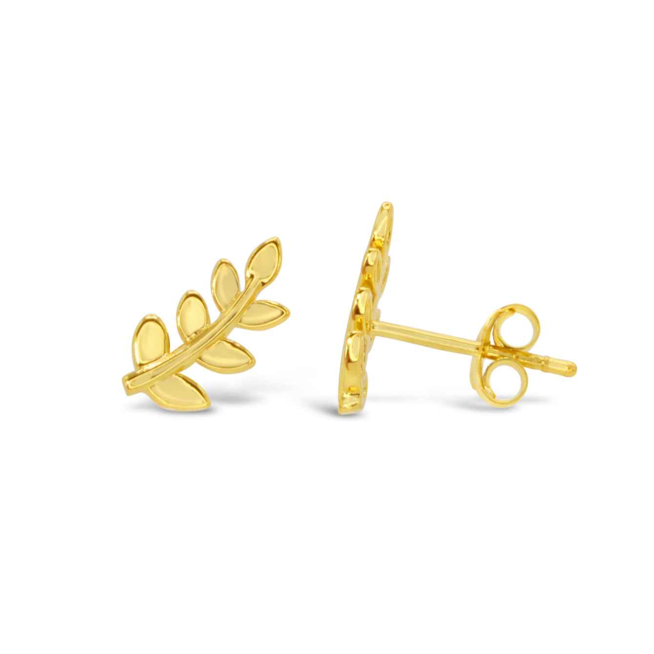 #012 Edle Ohrstecker "LAUREL" - ARS-ARGENTI - Damen Ohrringe Gold - 925 Sterling Silber - Sexy Ohrstecker gold 585 - blatt